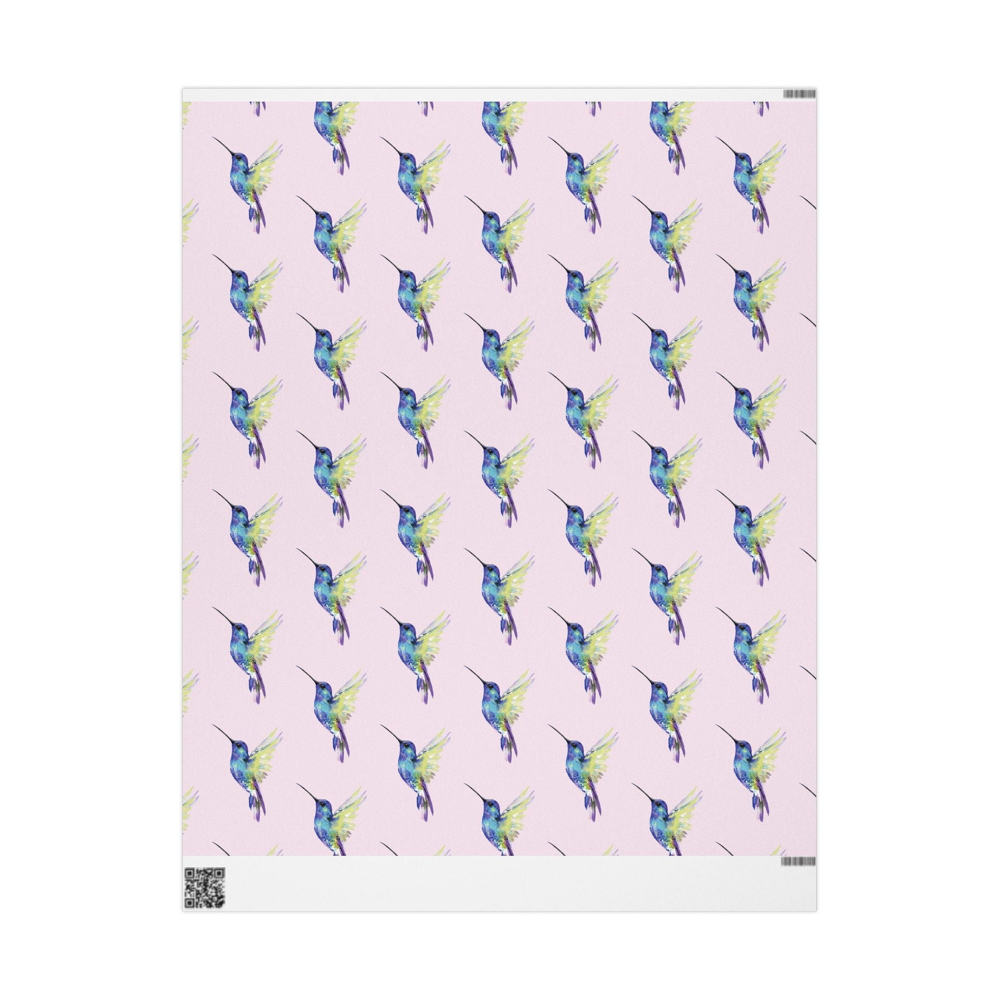 Whimsical Hummingbird Wrapping Paper | Eco - Friendly Wrap - Blue Cava