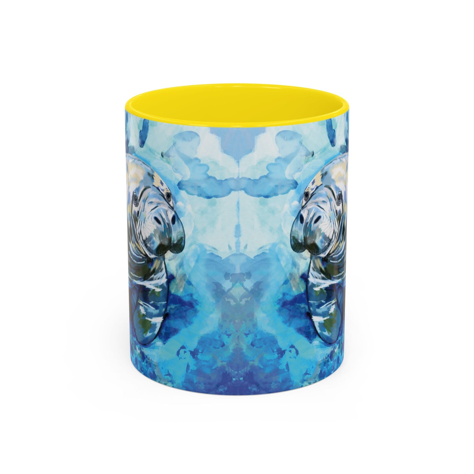 Whimsical Manatee Ceramic Two Tone Mug - 11 oz & 15 oz - Blue Cava