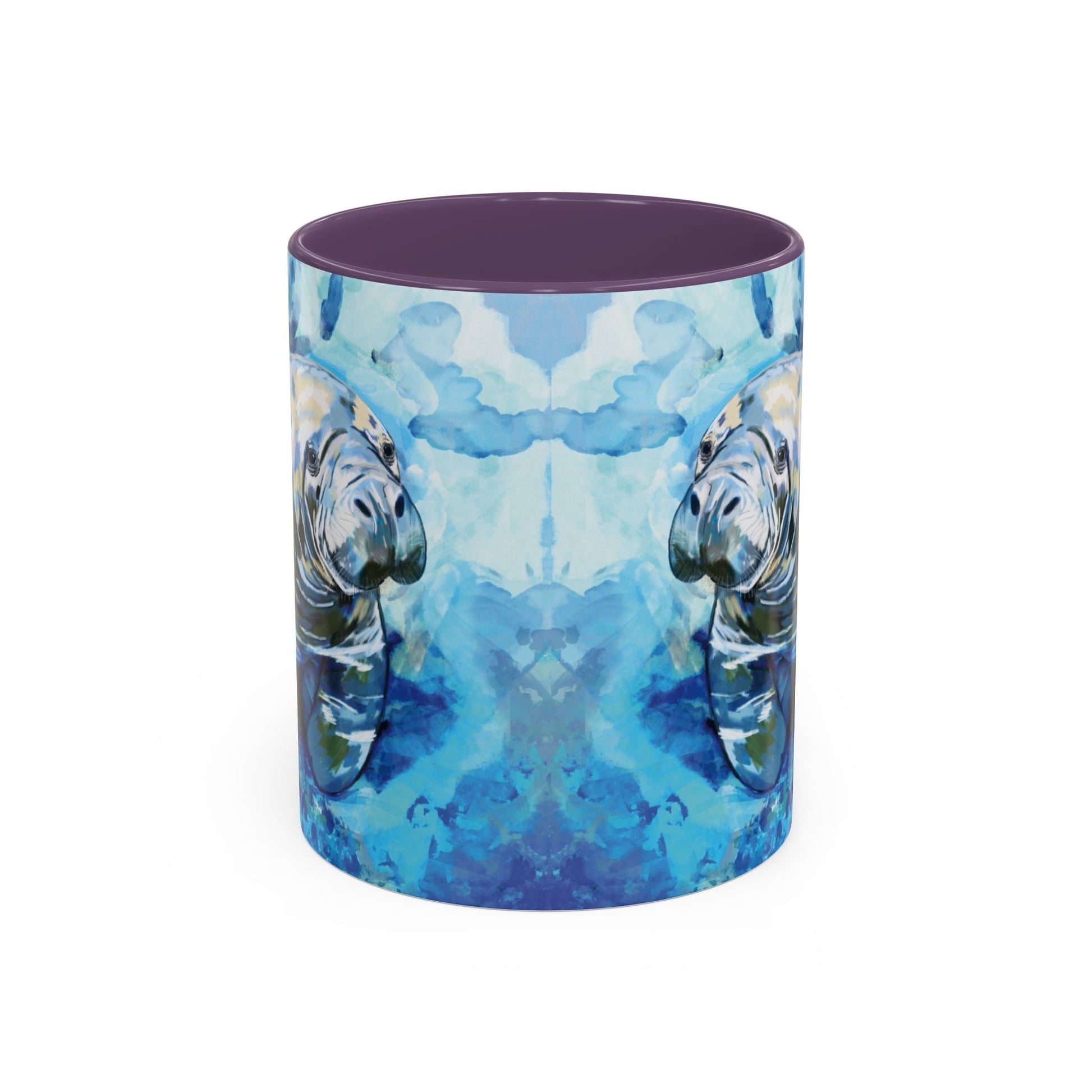 Whimsical Manatee Ceramic Two Tone Mug - 11 oz & 15 oz - Blue Cava