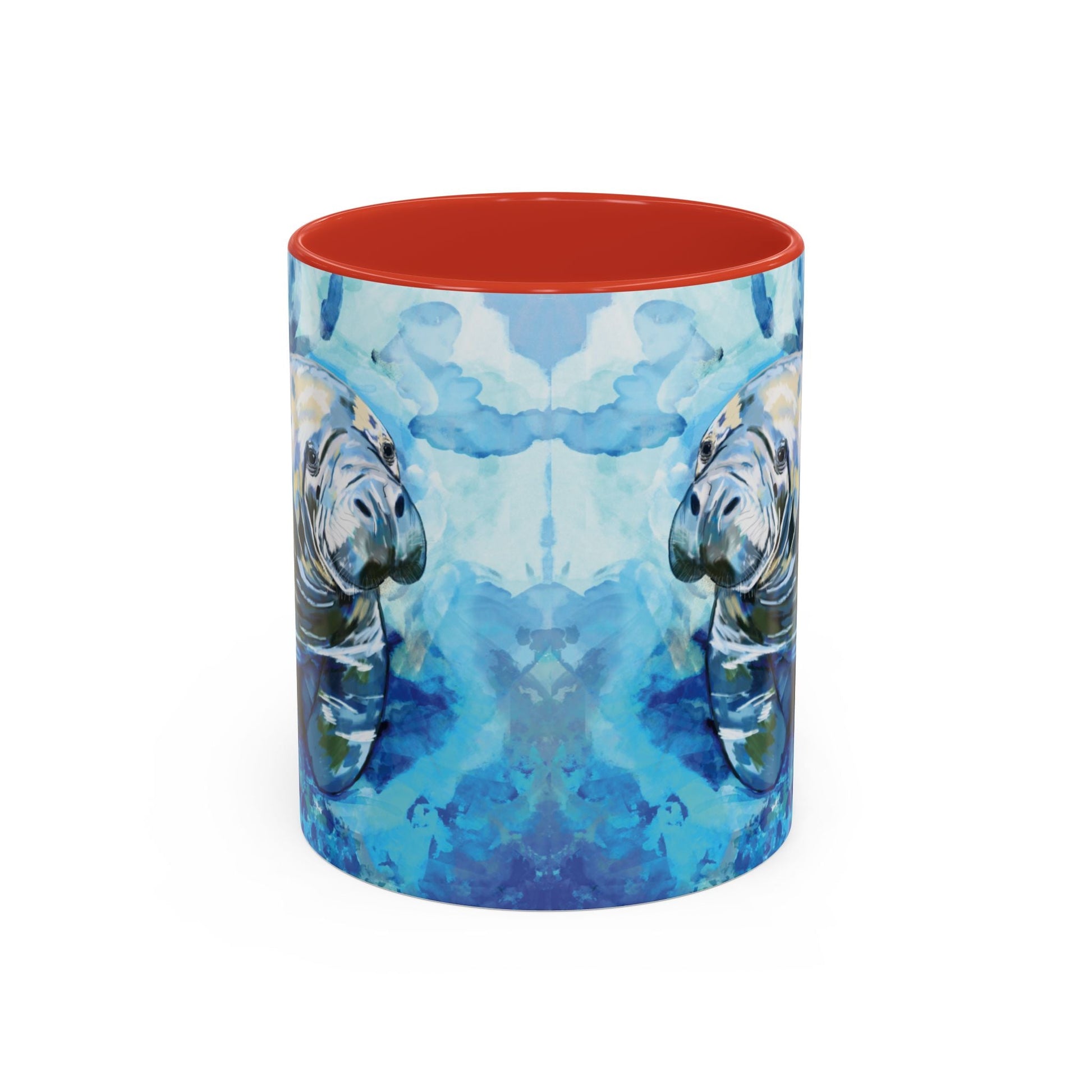 Whimsical Manatee Ceramic Two Tone Mug - 11 oz & 15 oz - Blue Cava