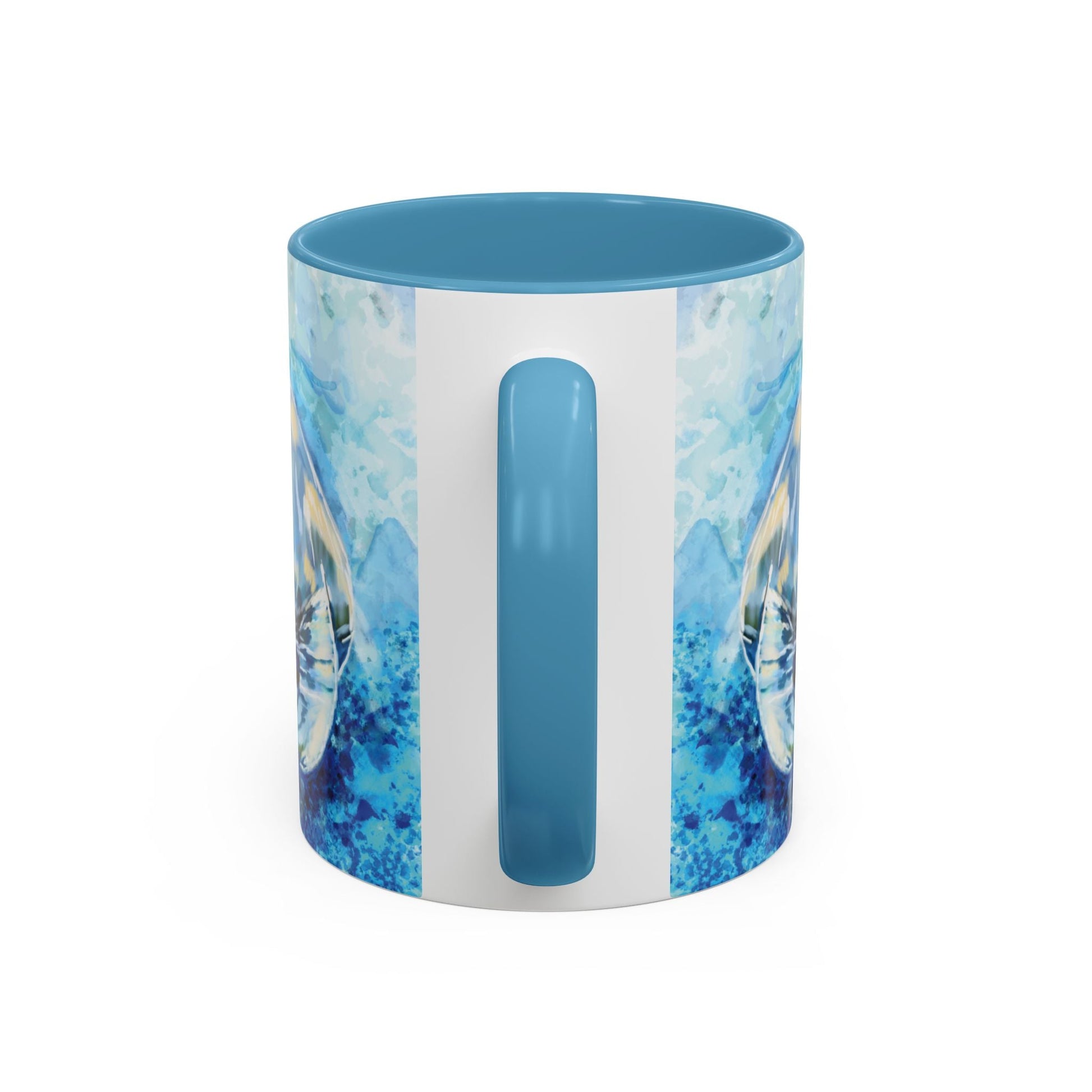 Whimsical Manatee Ceramic Two Tone Mug - 11 oz & 15 oz - Blue Cava