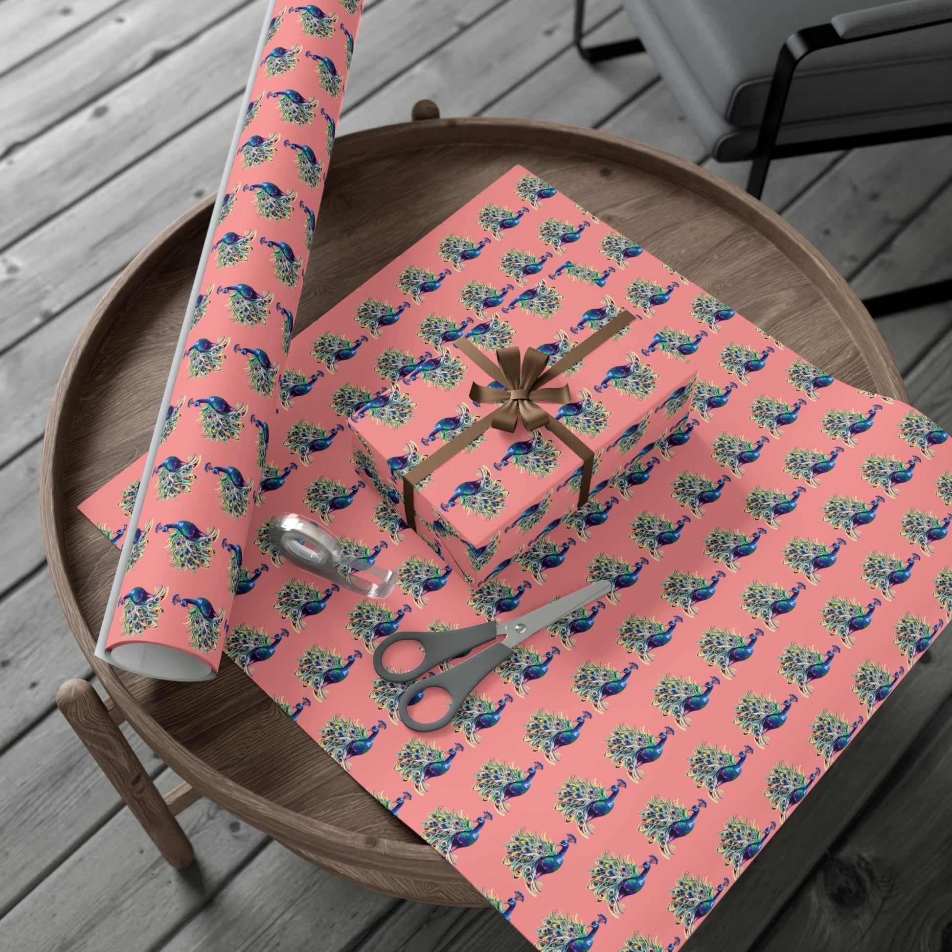 Whimsical Peacock Gift Wrap Papers - Vibrant Floral Design for All Occasions - Blue Cava
