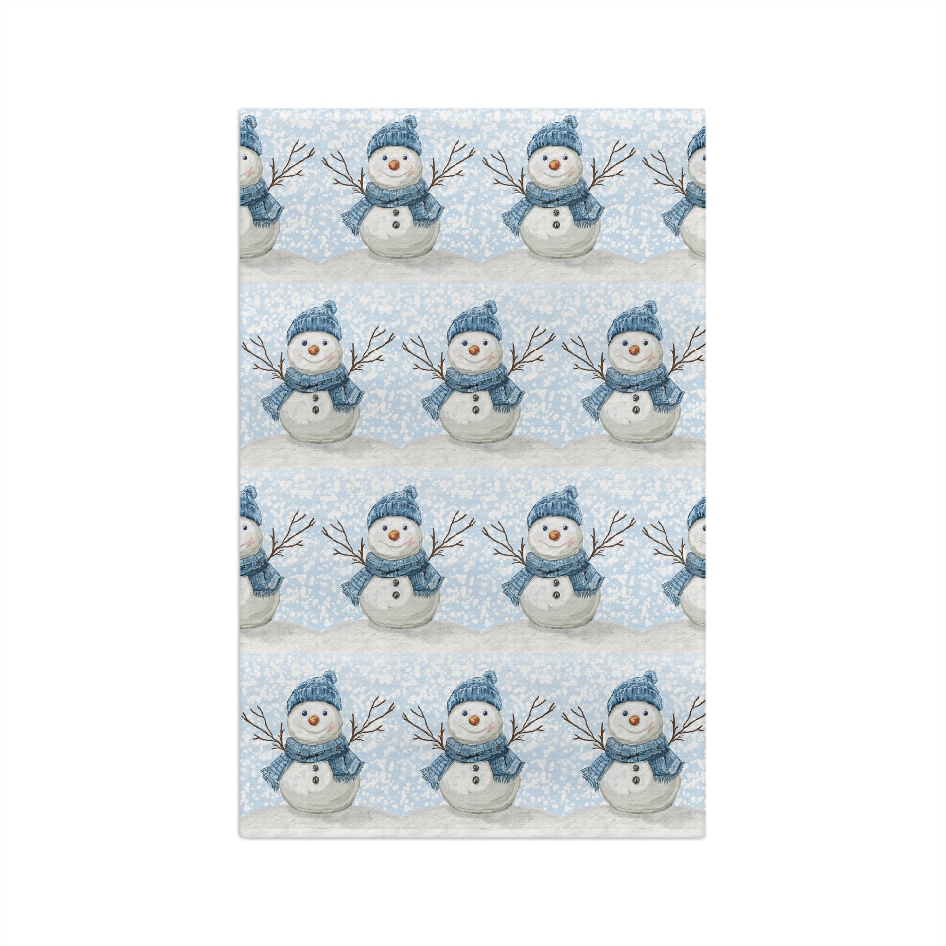 Winter Snowman Microfiber Waffle Towel - Blue Cava