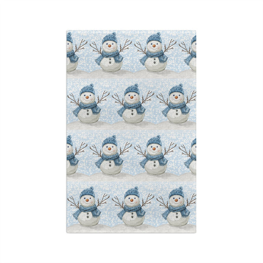 Winter Snowman Microfiber Waffle Towel - Blue Cava