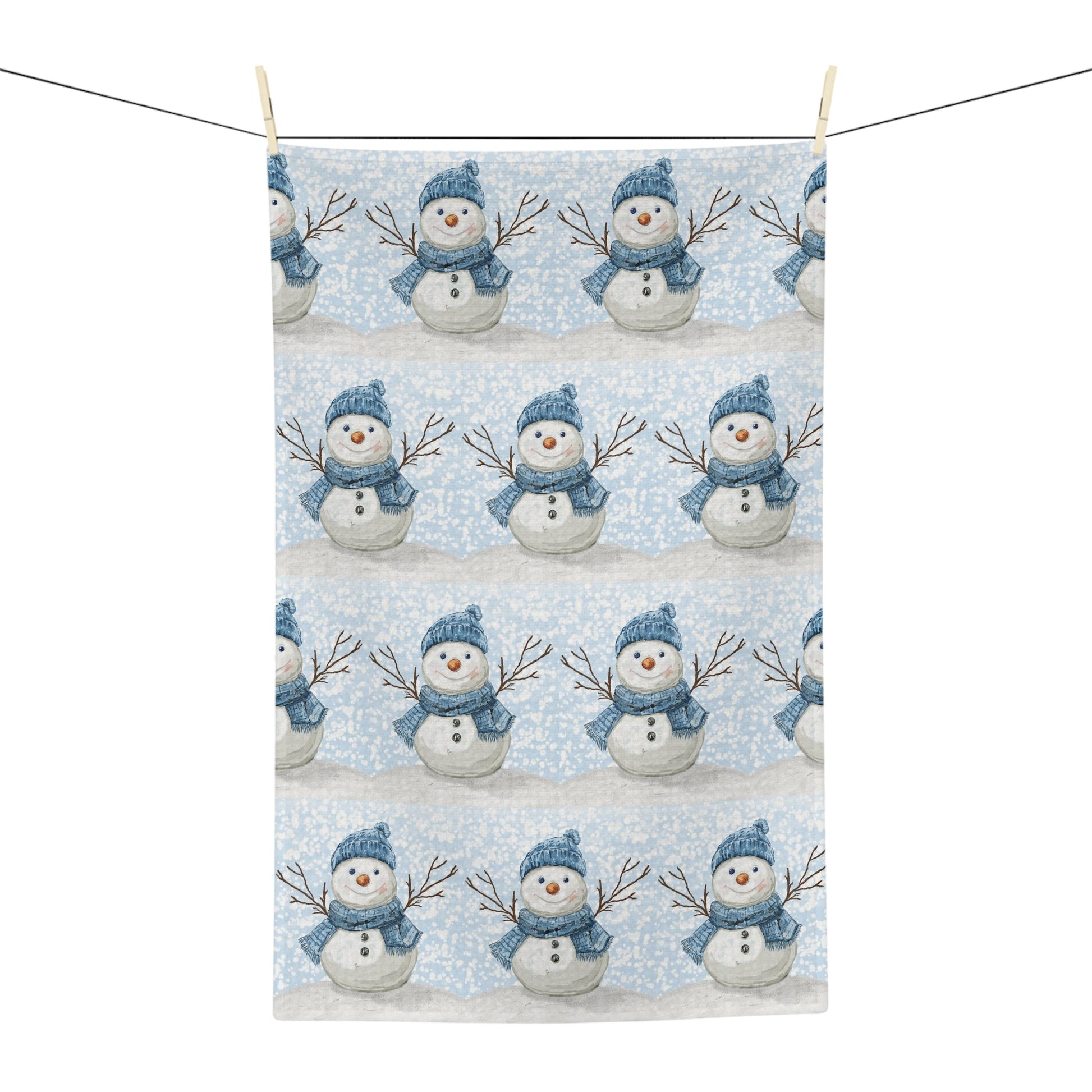 Winter Snowman Microfiber Waffle Towel - Blue Cava