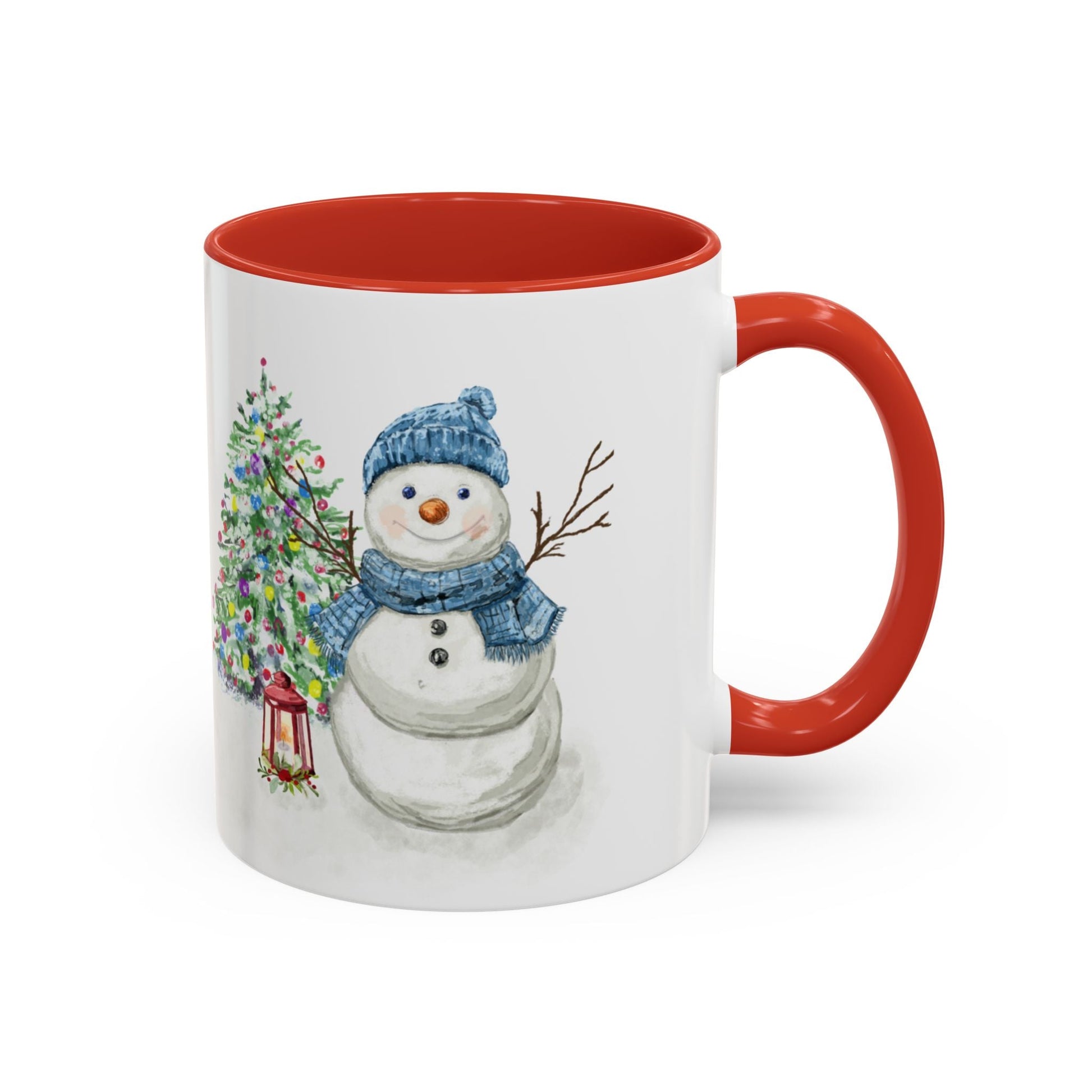 Winter Wonderland Two Tone Coffee Mug, Christmas Gift, Snowman Mug - Blue Cava