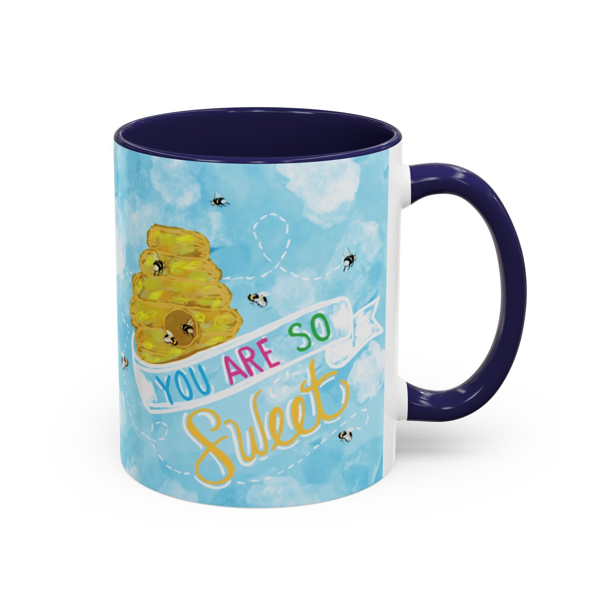You Are So Sweet Bee Two Tone Ceramic Mug - 11 oz & 15 oz - Blue Cava