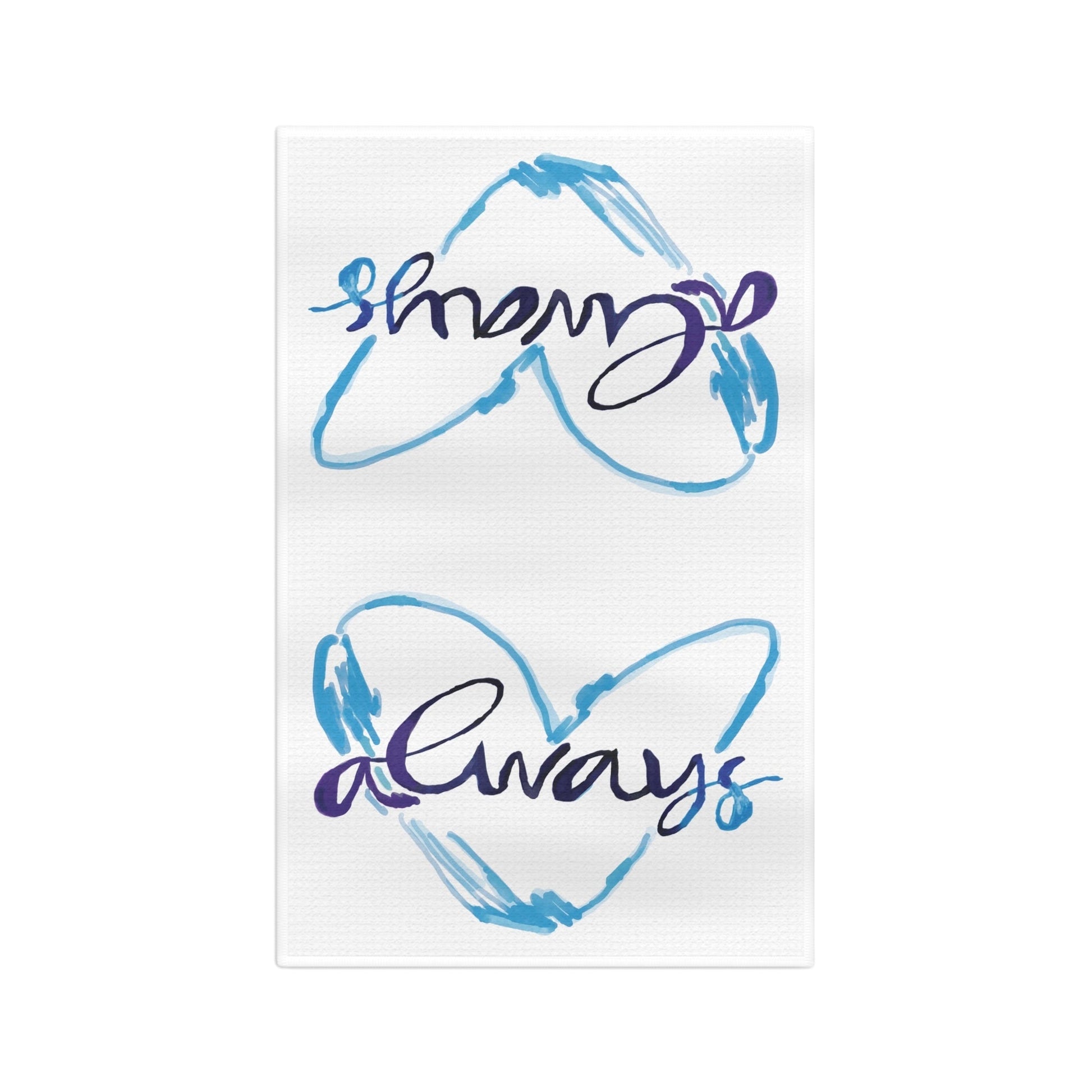 Always Watercolor Heart Microfiber Waffle Towel - Blue Cava