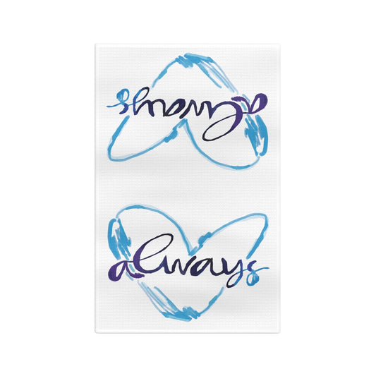 Always Watercolor Heart Microfiber Waffle Towel - Blue Cava