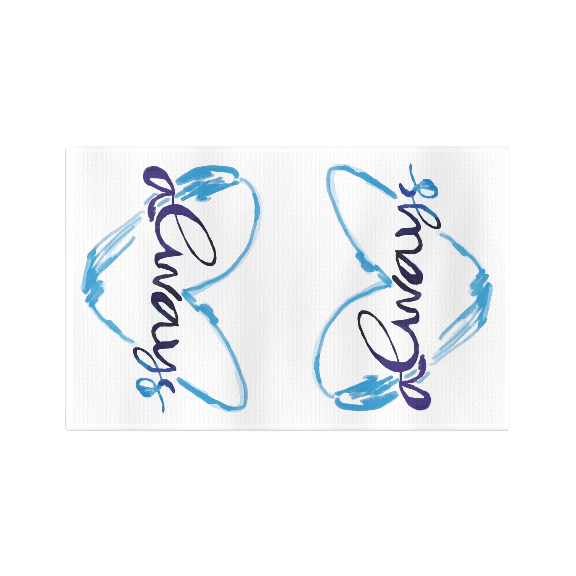 Always Watercolor Heart Microfiber Waffle Towel - Blue Cava
