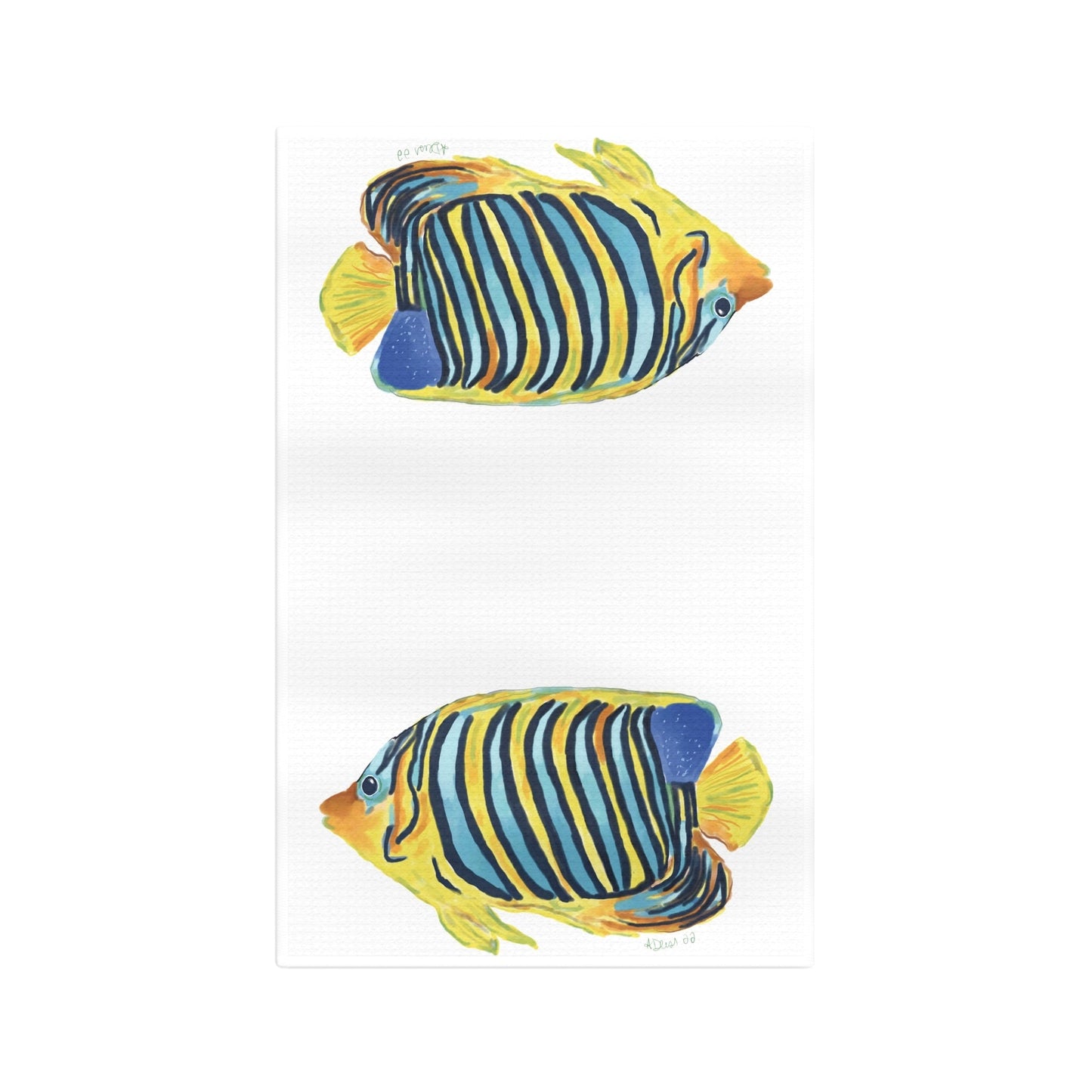Angel Fish Microfiber Waffle Towel - Blue Cava