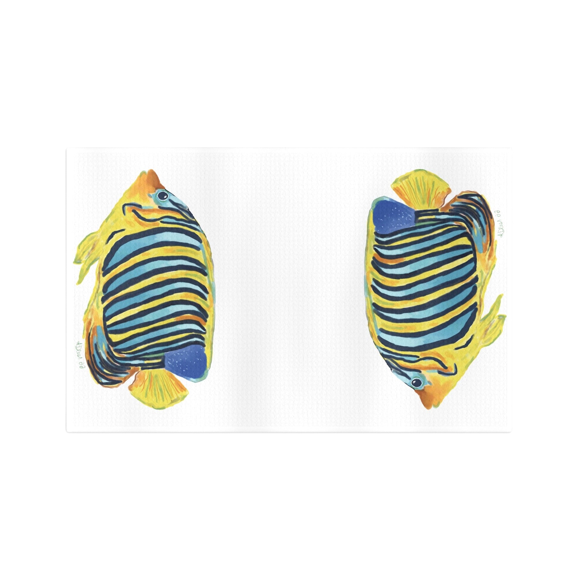 Angel Fish Microfiber Waffle Towel - Blue Cava