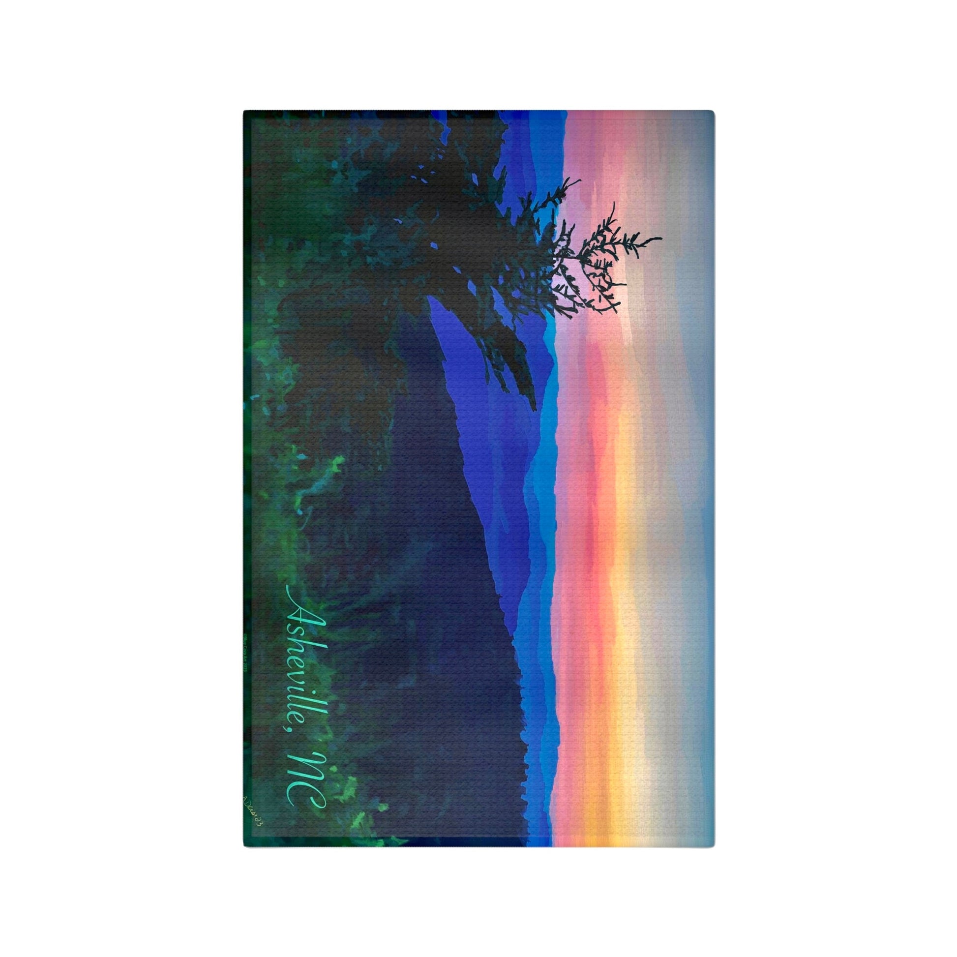 Asheville NC Microfiber Waffle Towel - Blue Cava