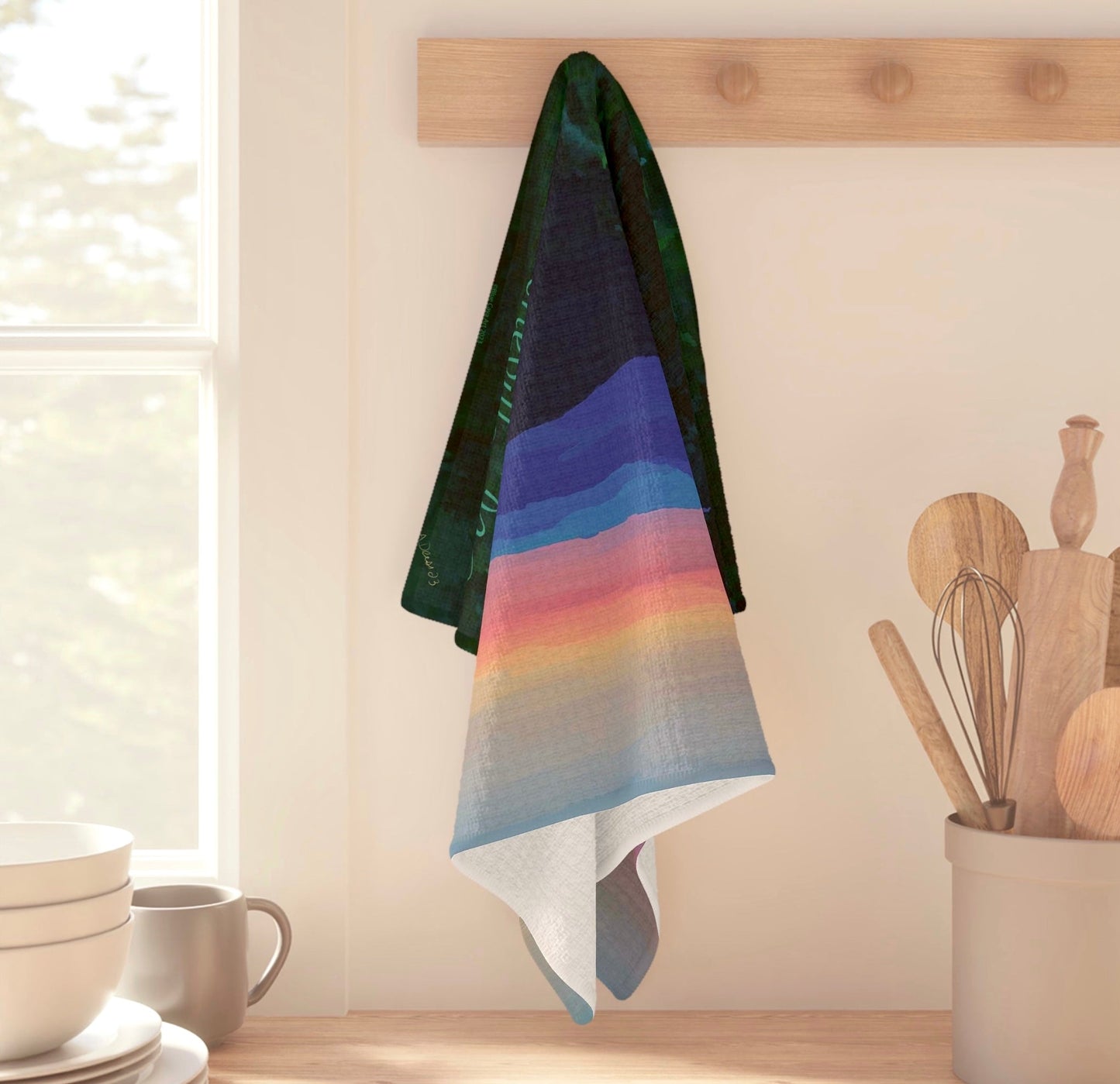 Asheville NC Microfiber Waffle Towel - Blue Cava