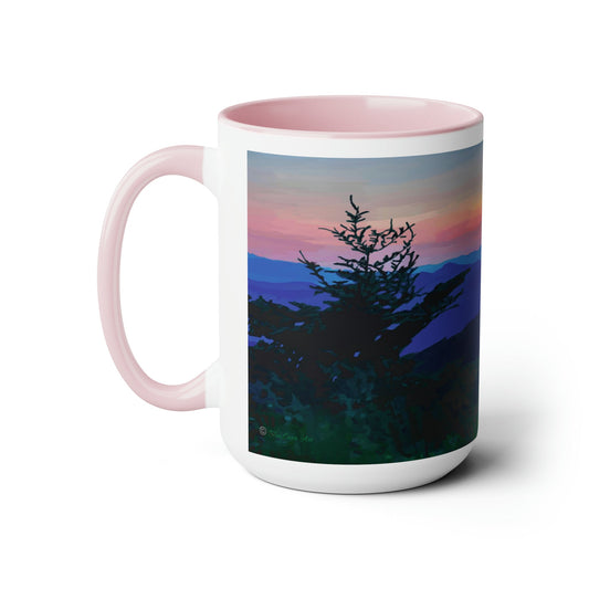 Asheville NC Two-Tone Coffee Mugs, 15oz - Blue Cava