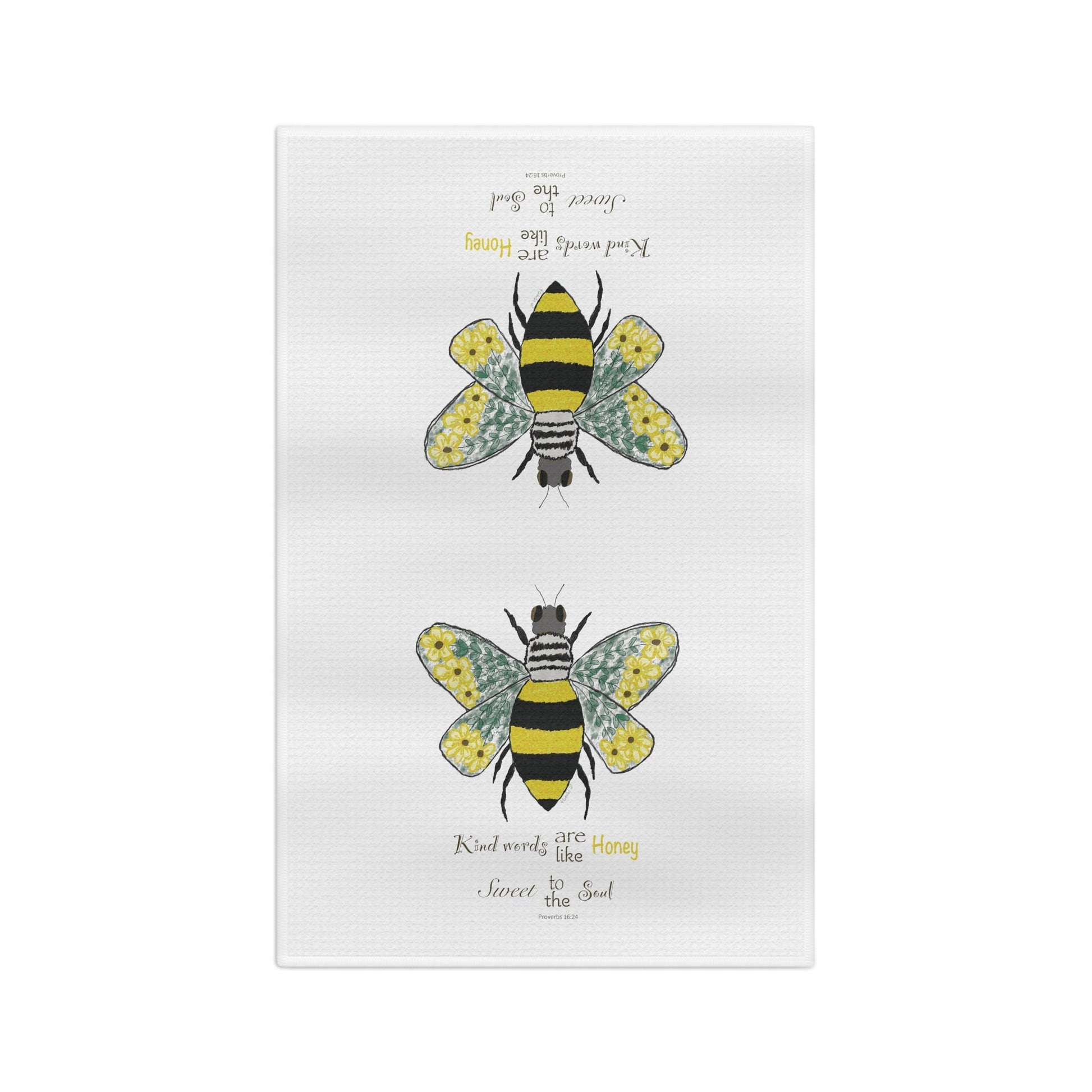 Bee Flower Microfiber Waffle Towel - Blue Cava