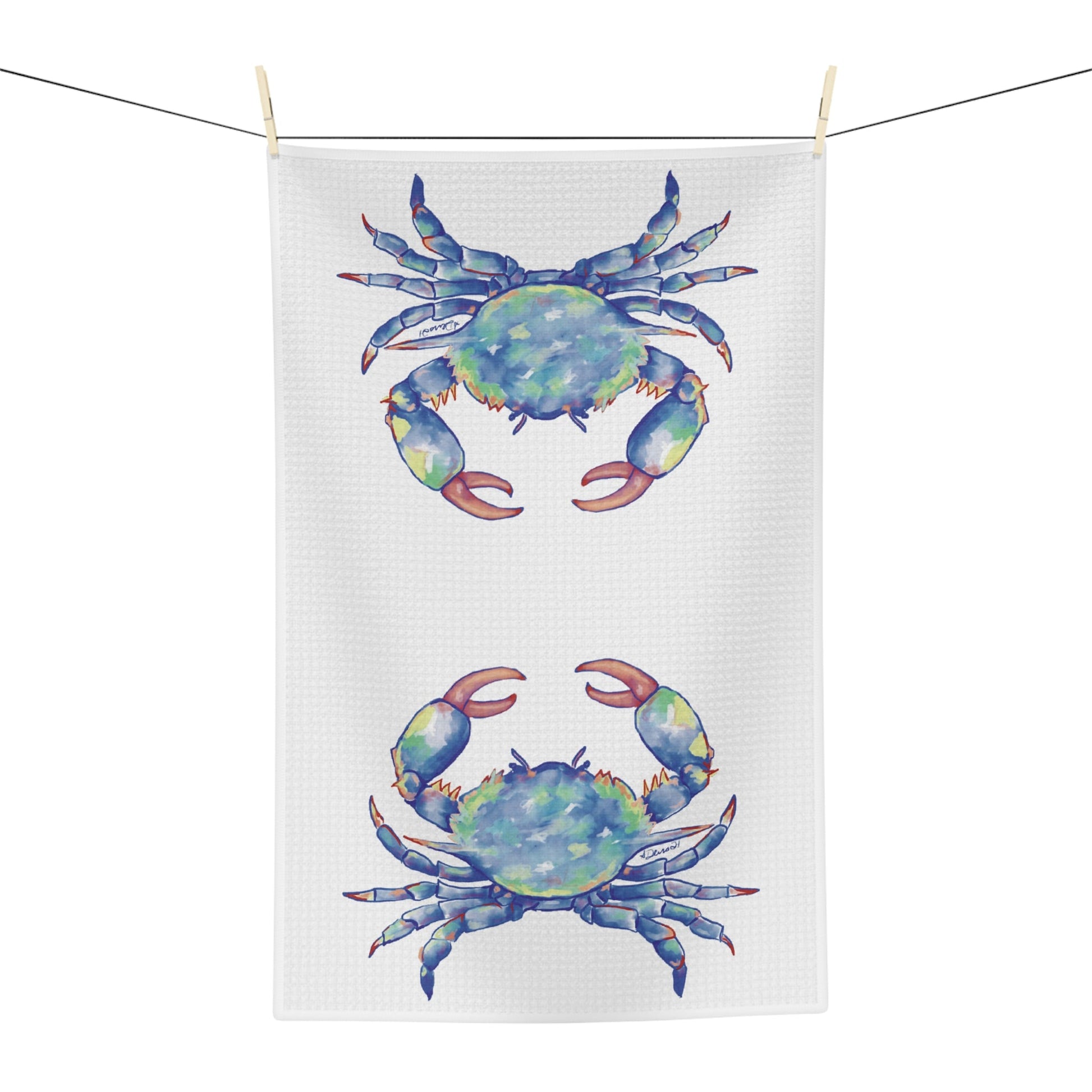 Blue Crab Microfiber Waffle Towel - Blue Cava