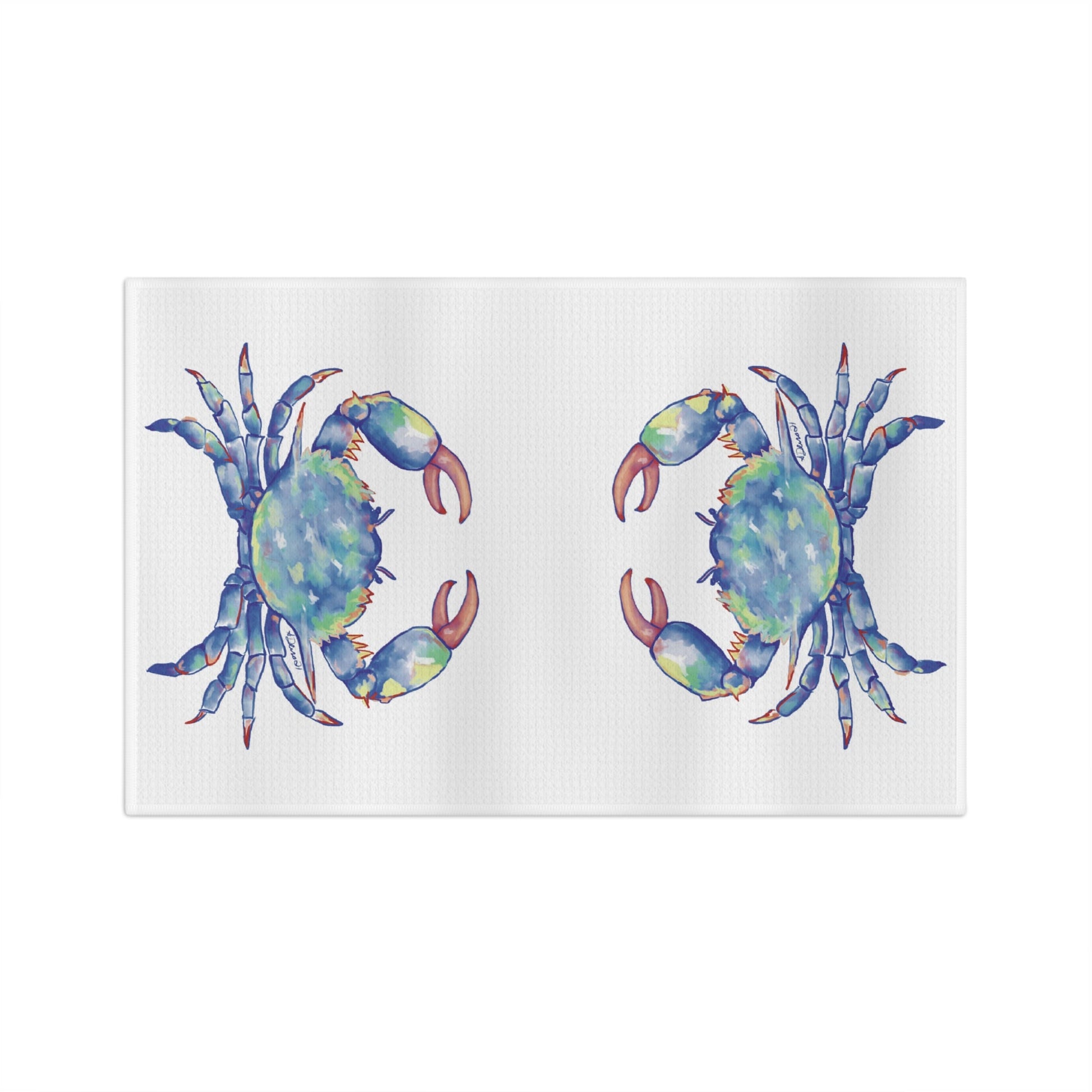 Blue Crab Microfiber Waffle Towel - Blue Cava
