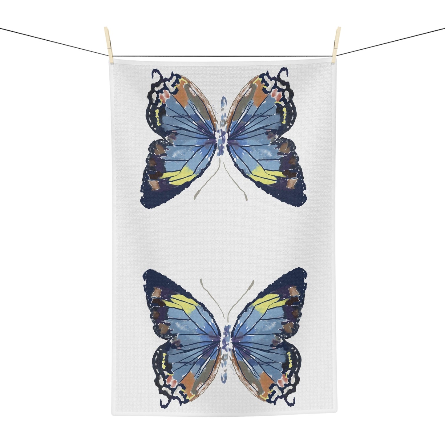 Butterfly Microfiber Waffle Towel - Blue Cava