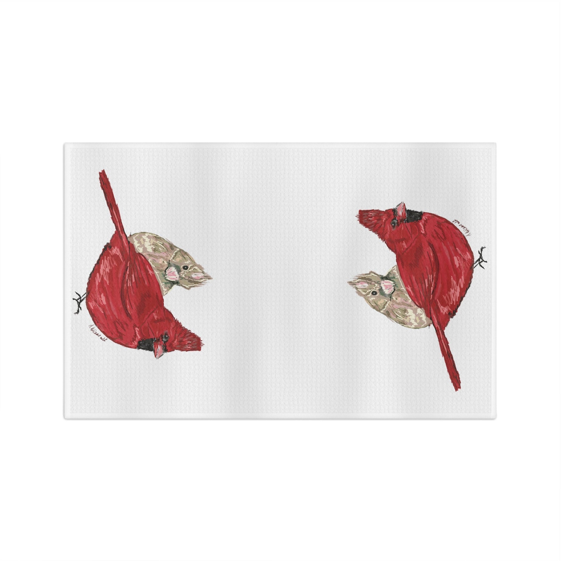 Cardinal Pair Microfiber Waffle Towel - Blue Cava