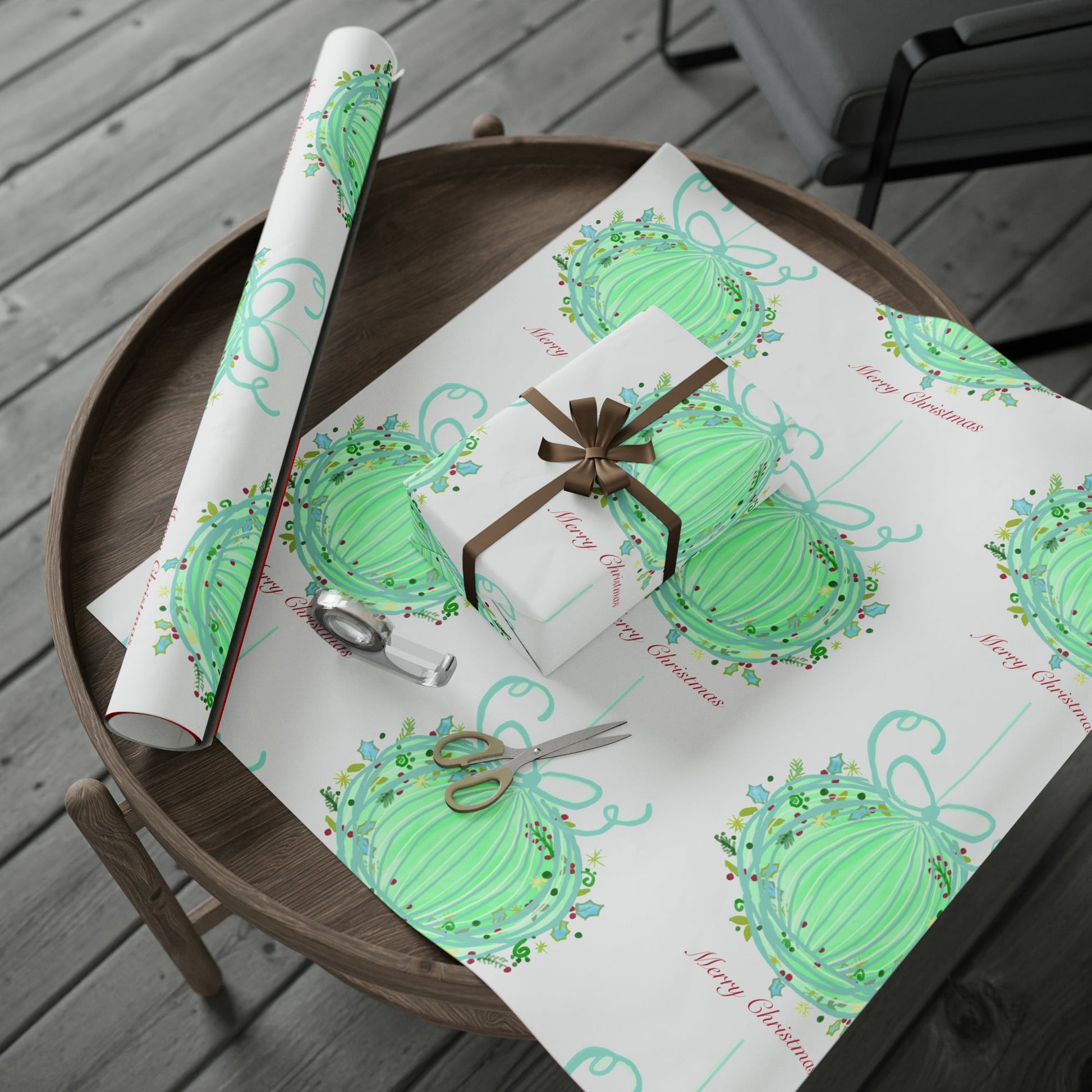 Christmas ball Wrapping Papers - Blue Cava