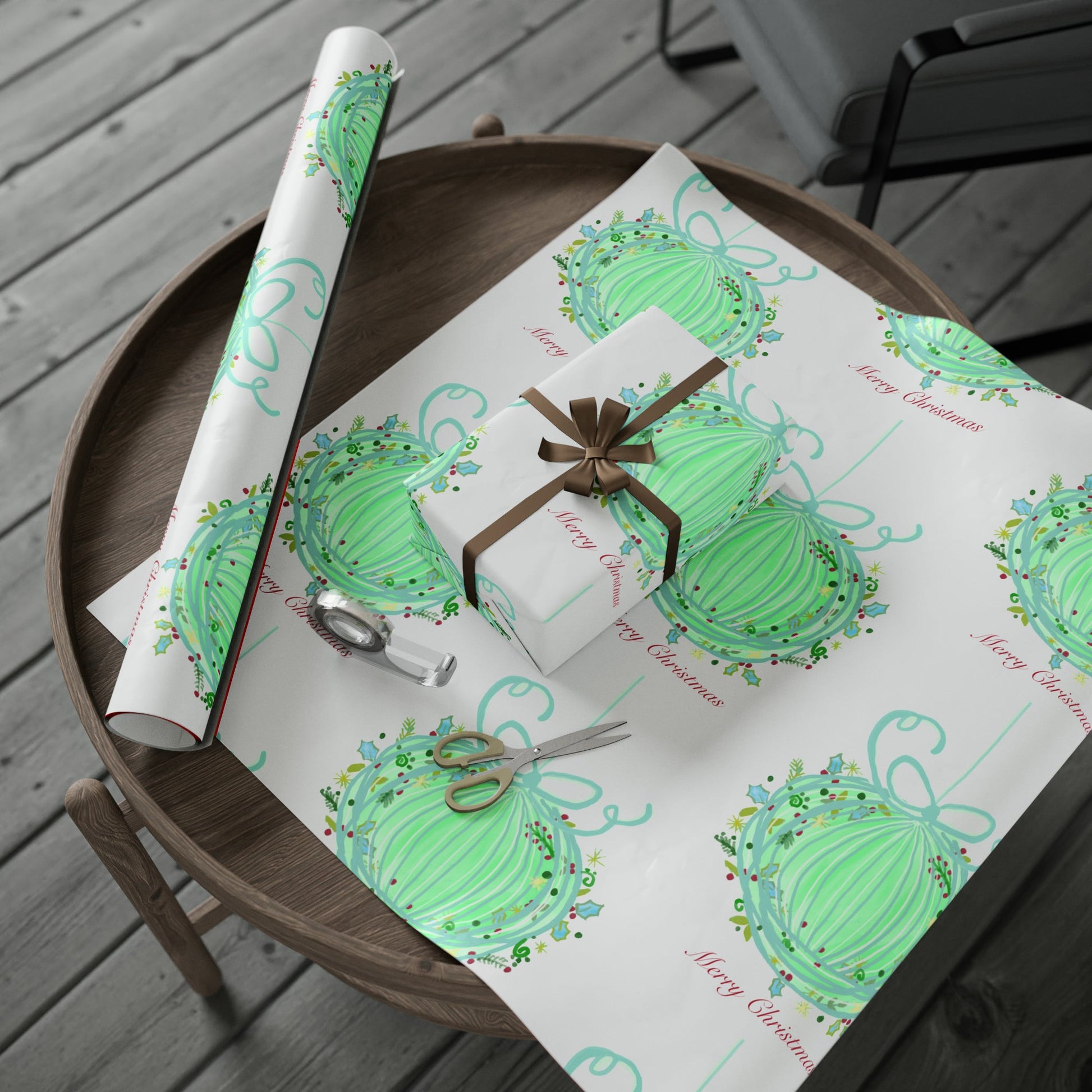 Christmas ball Wrapping Papers - Blue Cava