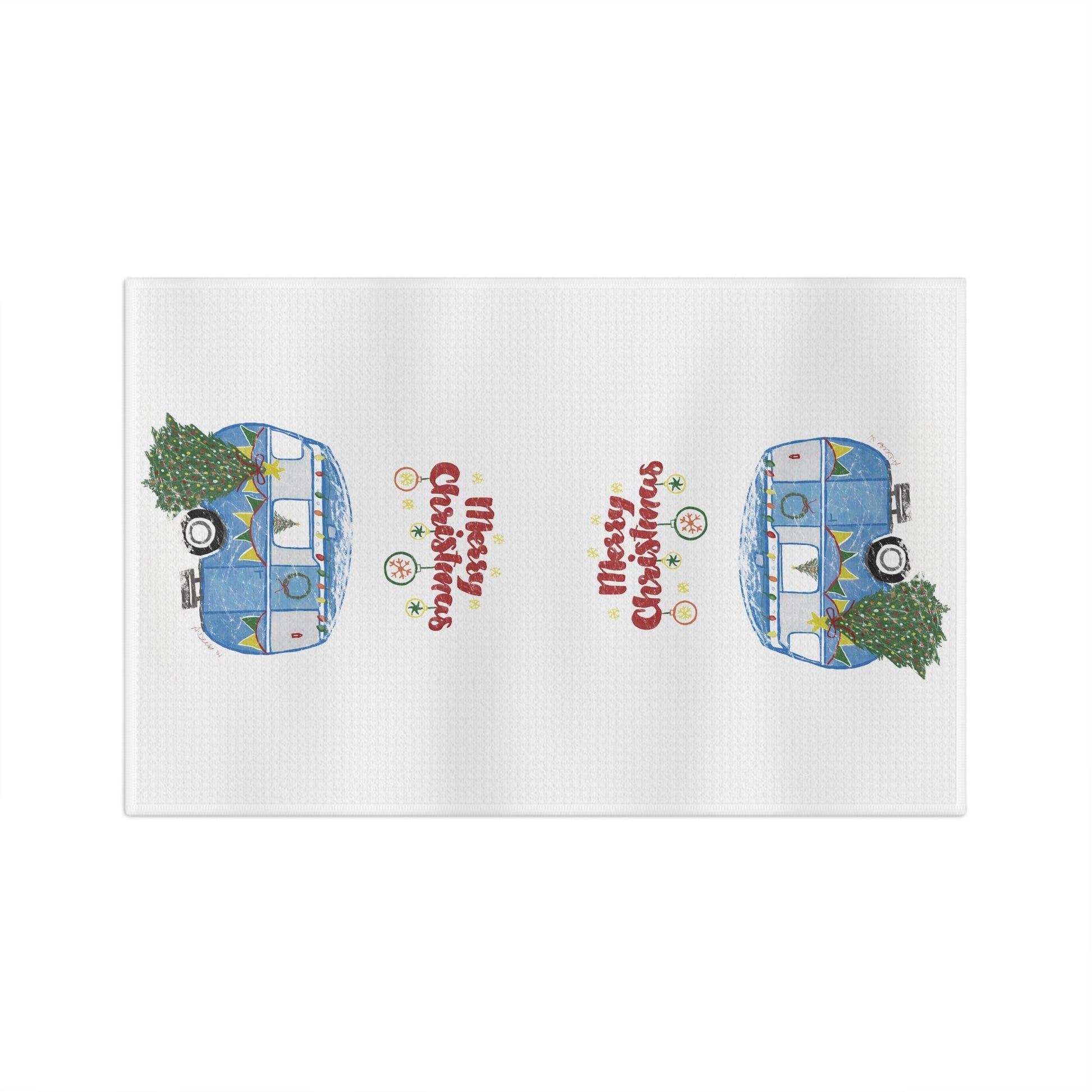 Christmas Camper Microfiber Waffle Towel - Blue Cava