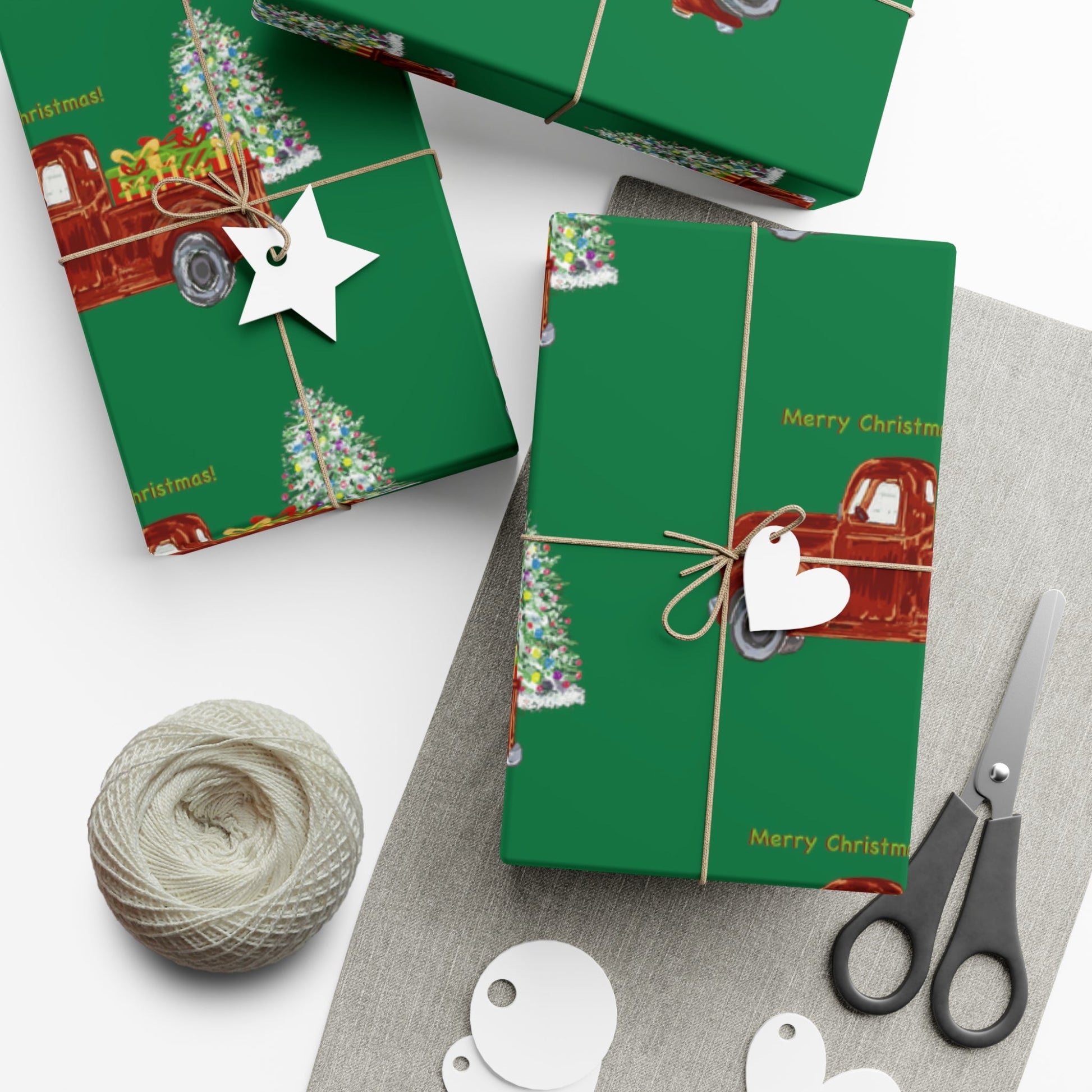 Christmas Truck Gift Wrapping Paper - Blue Cava