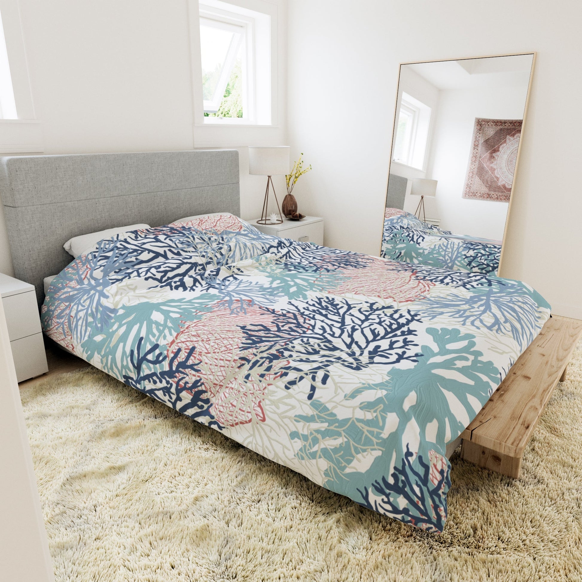 Coral Duvet Cover - Blue Cava
