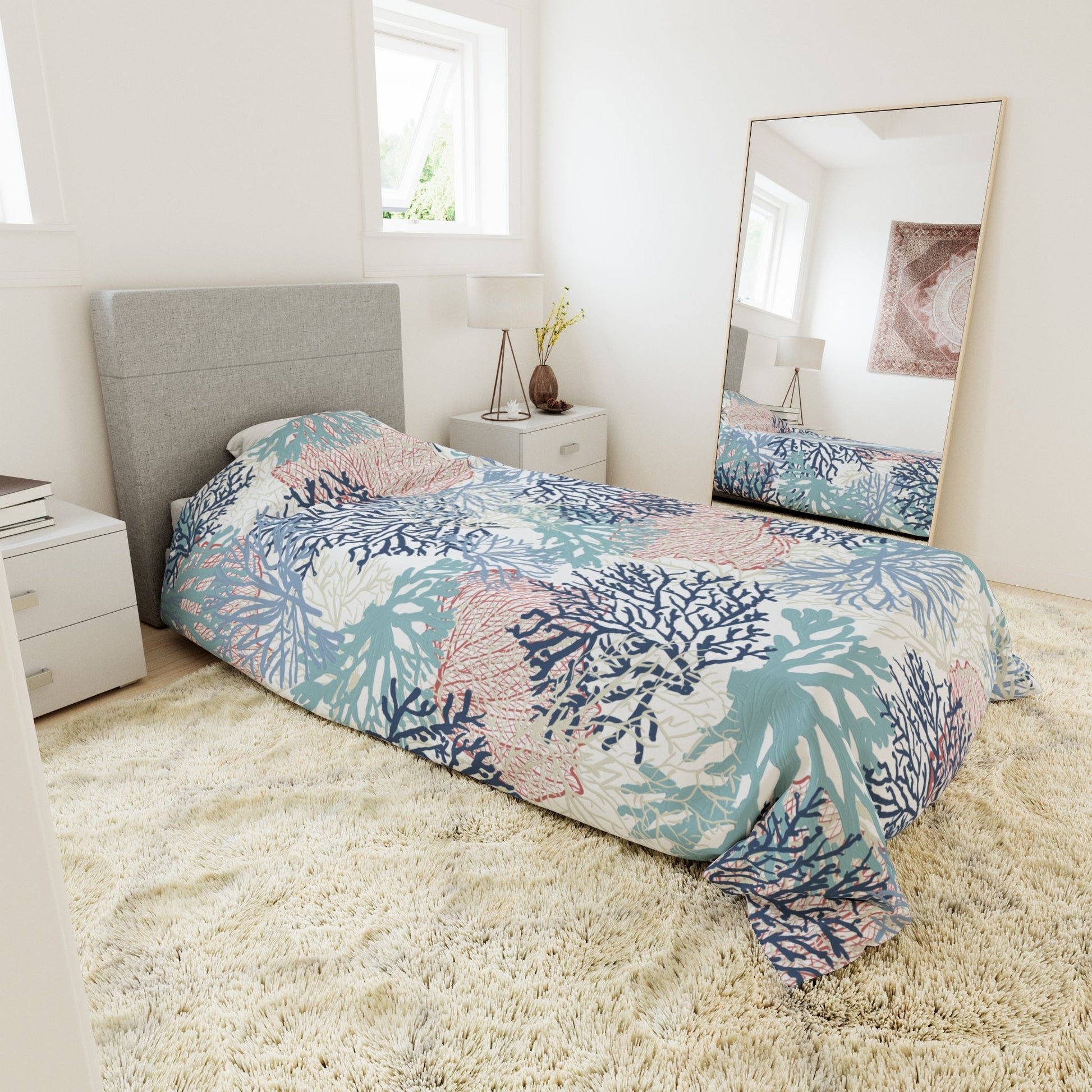 Coral Duvet Cover - Blue Cava