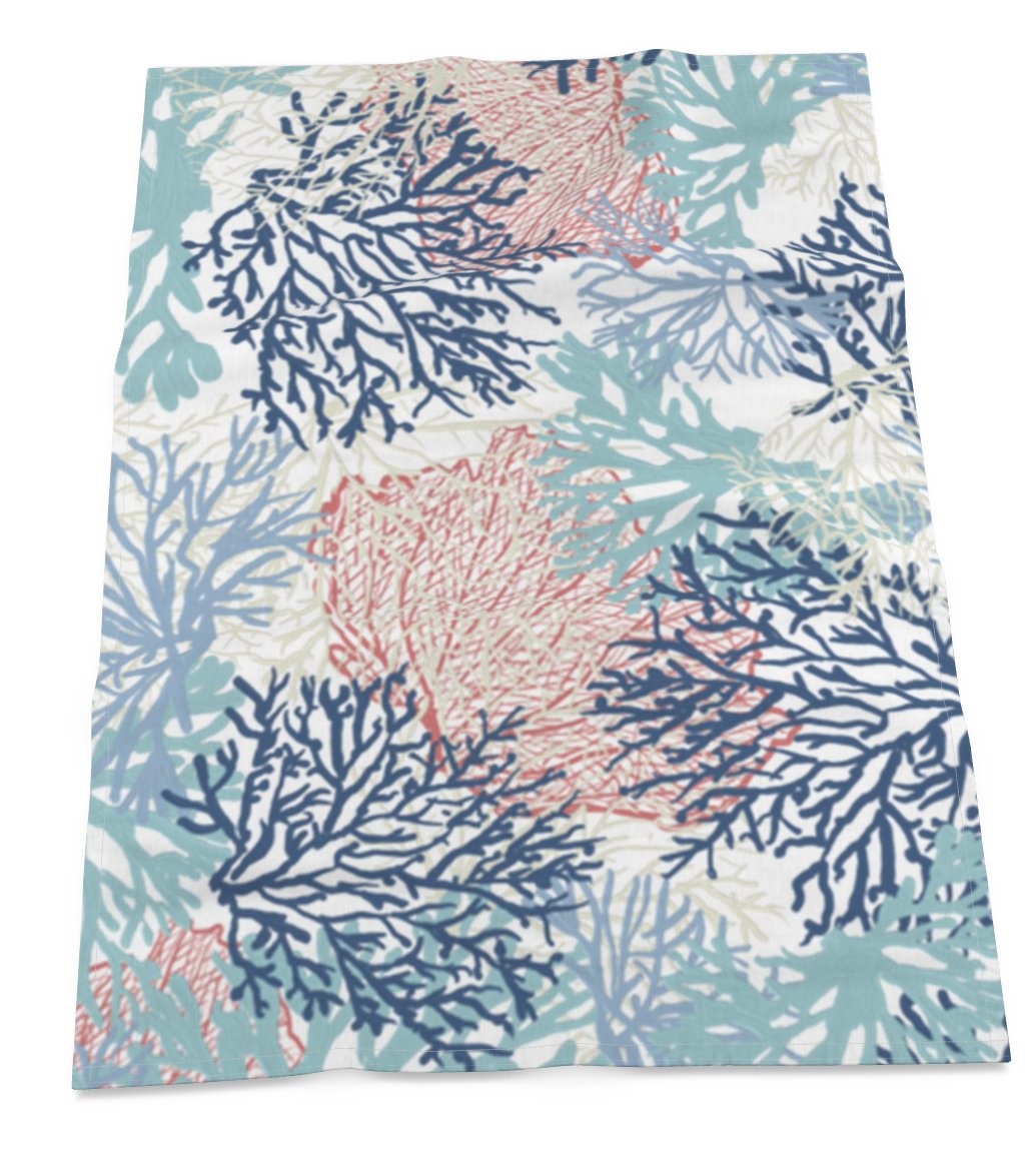 Coral Linen Towel - Blue Cava