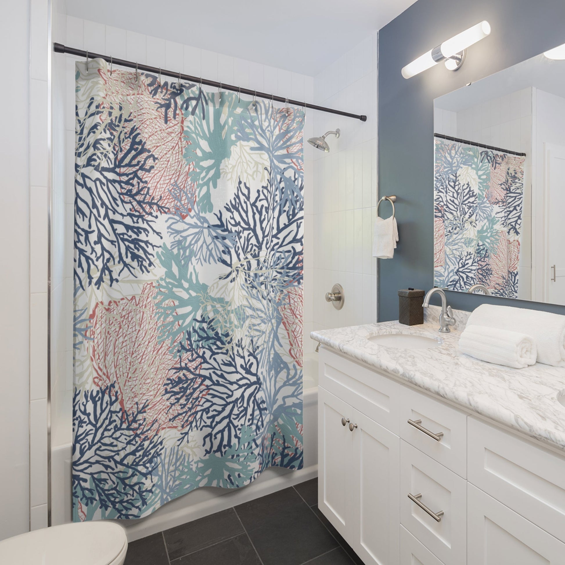 Coral Shower Curtains - Blue Cava