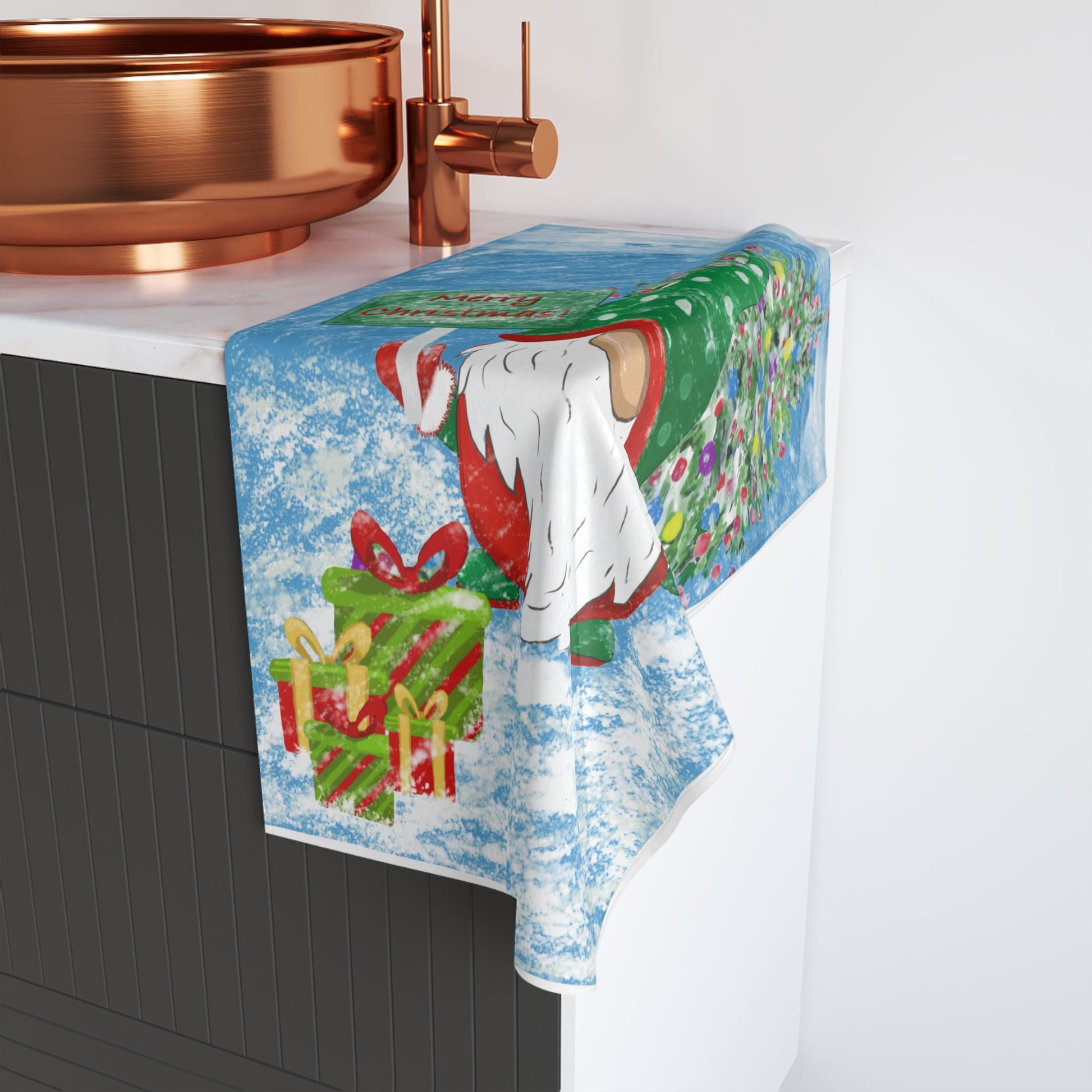 Cringle Christmas Towel (Poly/Cotton) - Blue Cava