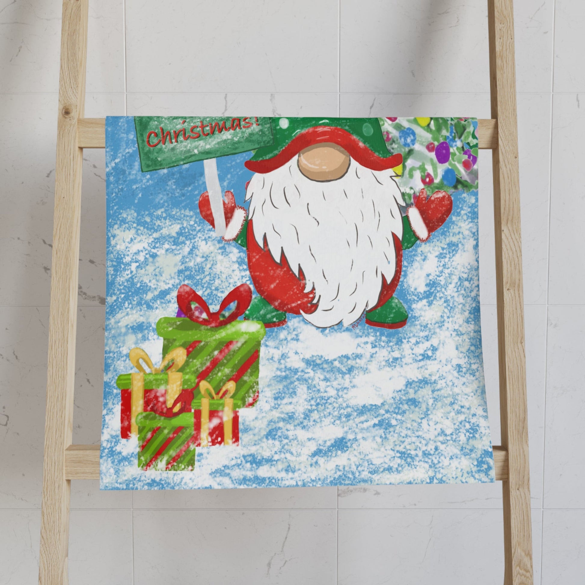 Cringle Christmas Towel (Poly/Cotton) - Blue Cava