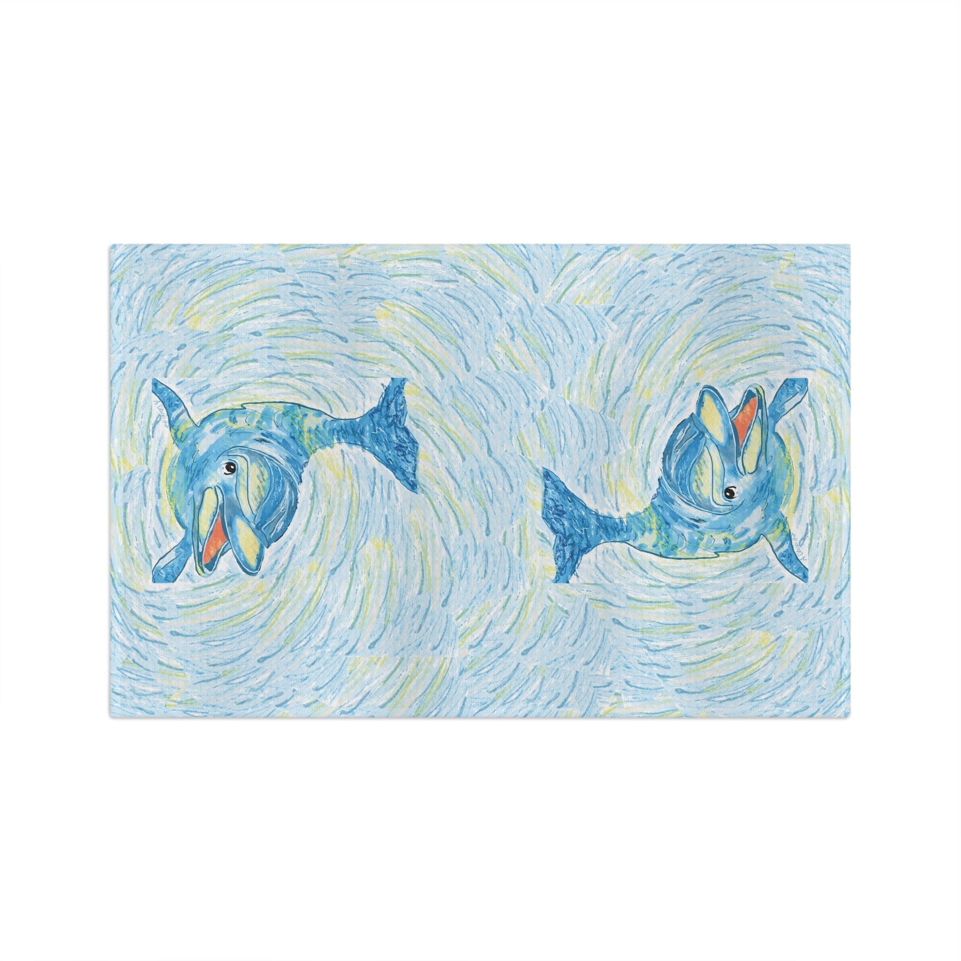 16" x 25" Dauphin Microfiber waffle towel - Blue Cava. 80% Polyester, 20% Polyamide. Machine wash, dry on low.