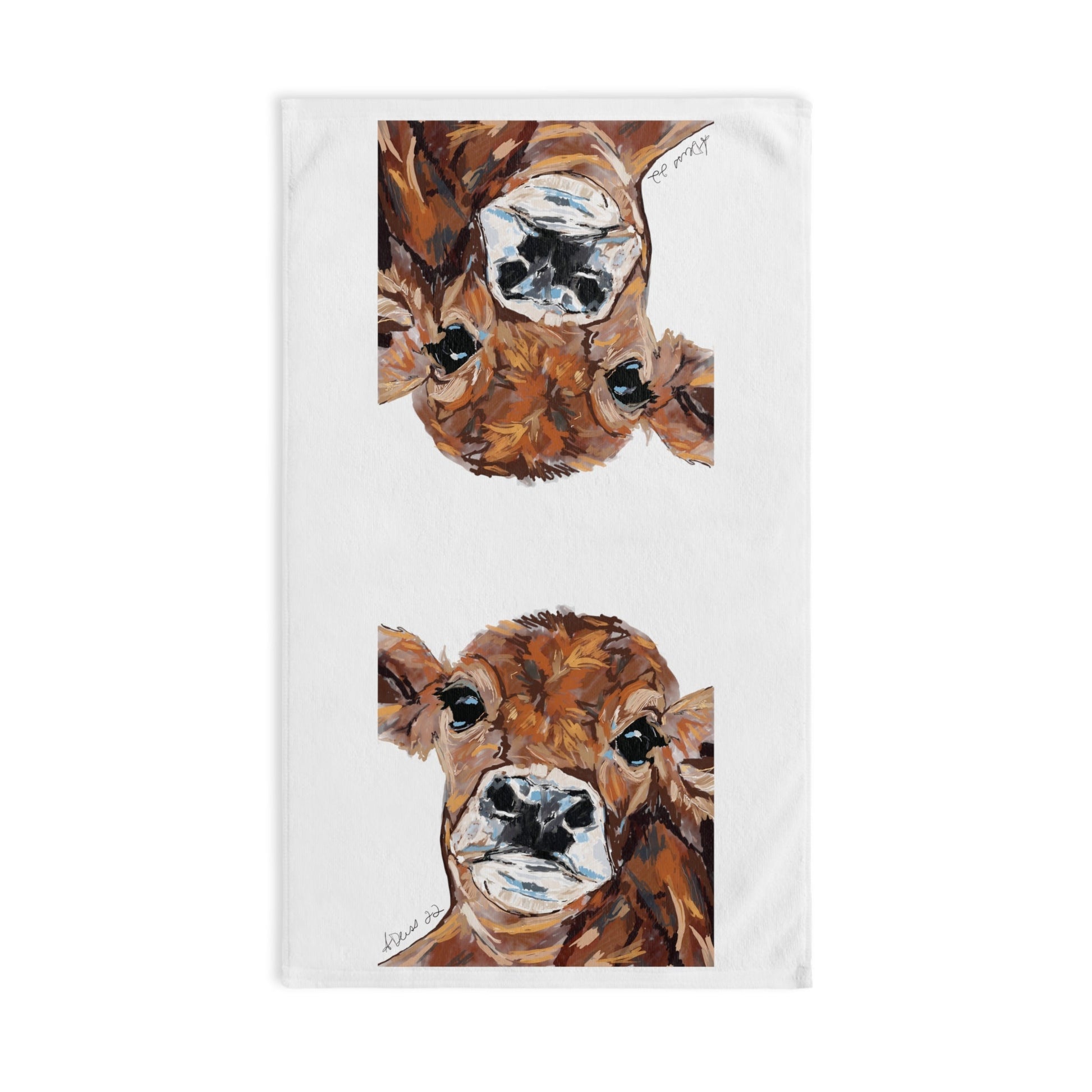 “Dirty” Cow Hand Towel (Poly/Cotton) - Blue Cava