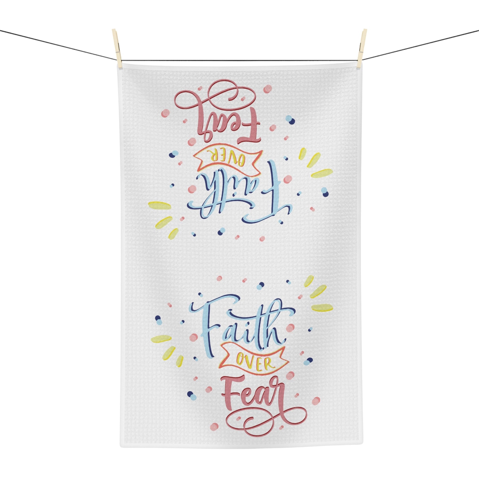 Faith Over Fear Microfiber Waffle Towel - Blue Cava