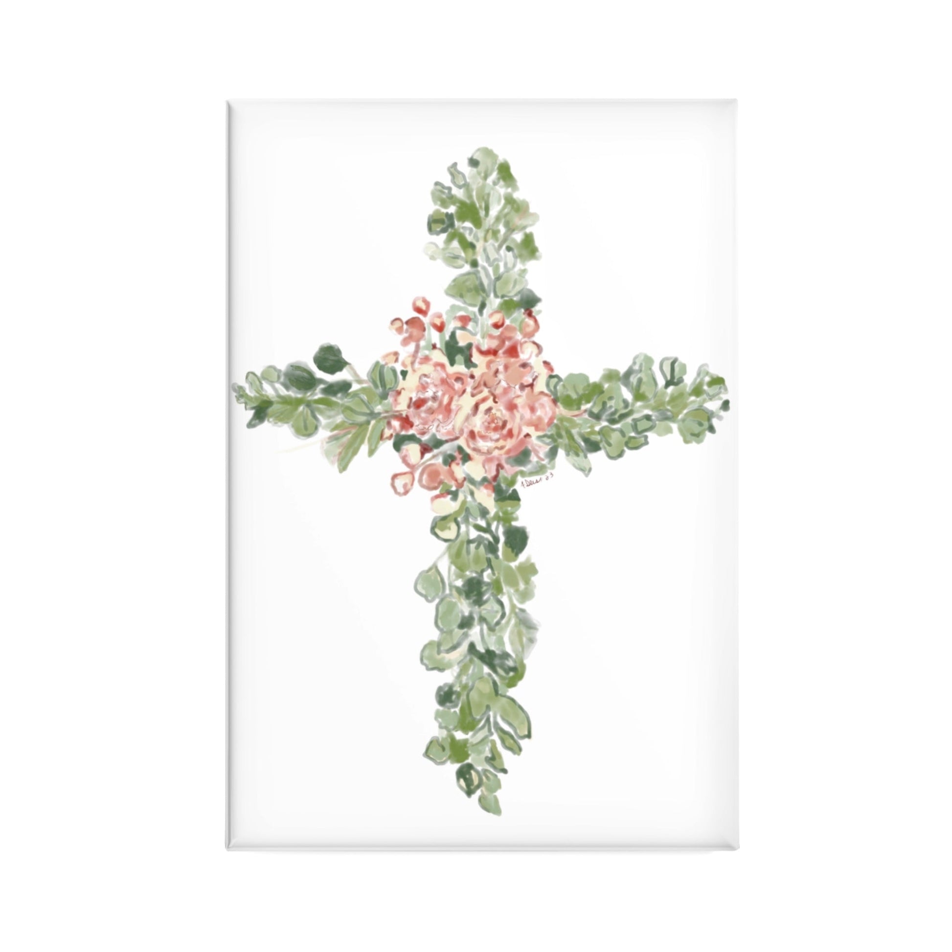 Floral Cross Magnet, Rectangle (1 & 10 pcs) - Blue Cava