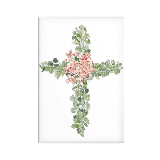 Floral Cross Magnet, Rectangle (1 & 10 pcs) - Blue Cava