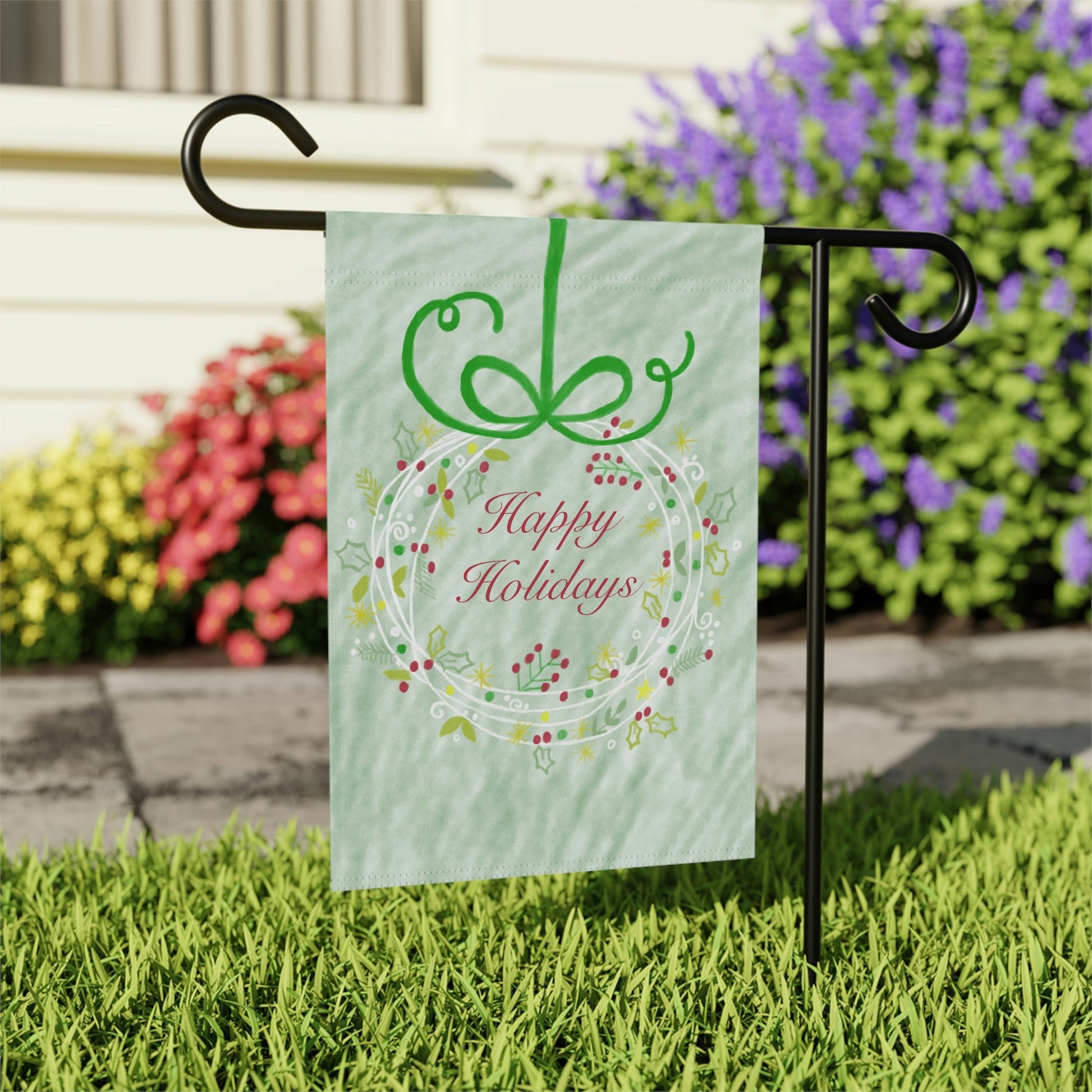 Happy Holidays Garden Flag - Blue Cava