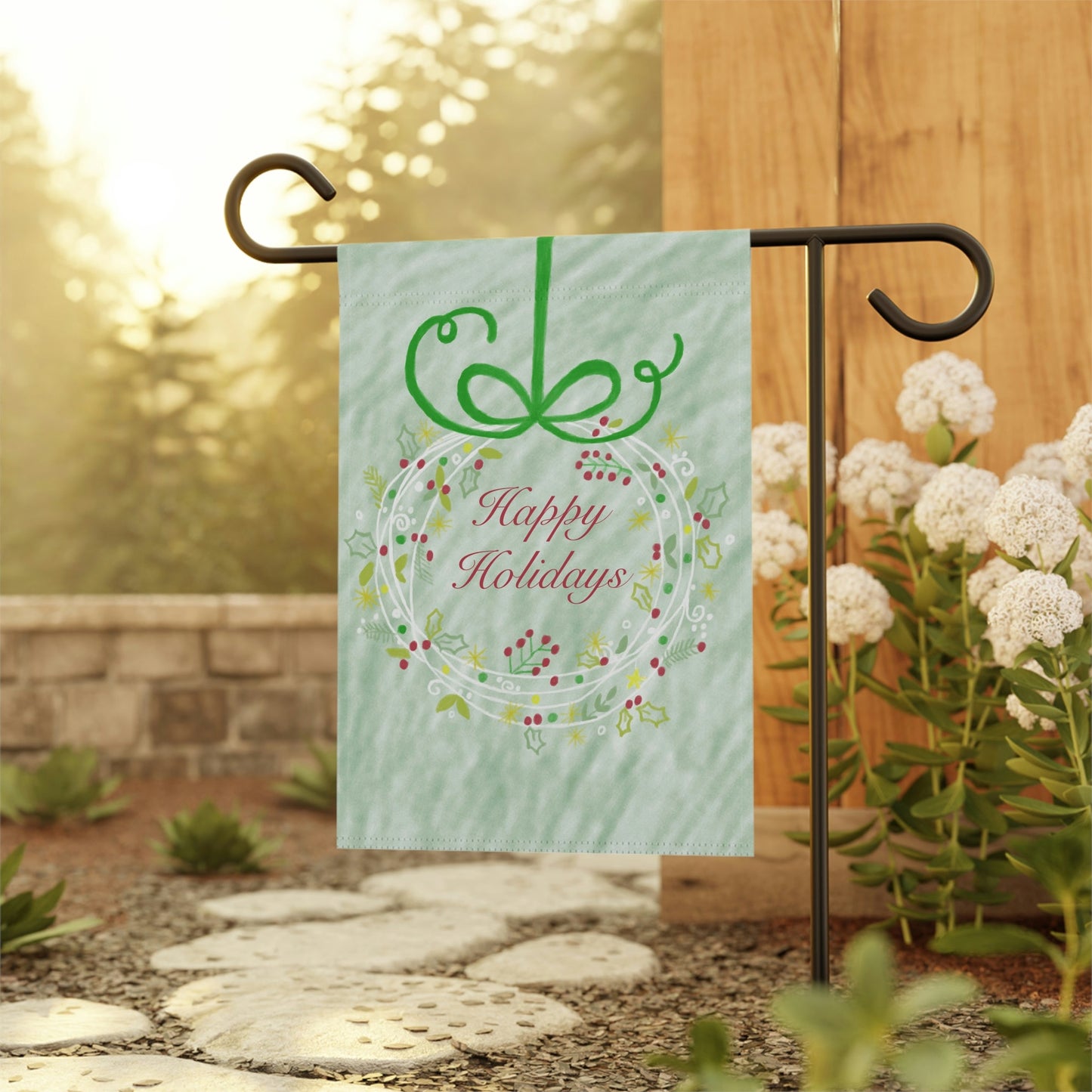 Happy Holidays Garden Flag - Blue Cava