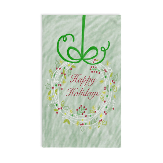Happy Holidays Hand Towel (Poly/Cotton) - Blue Cava