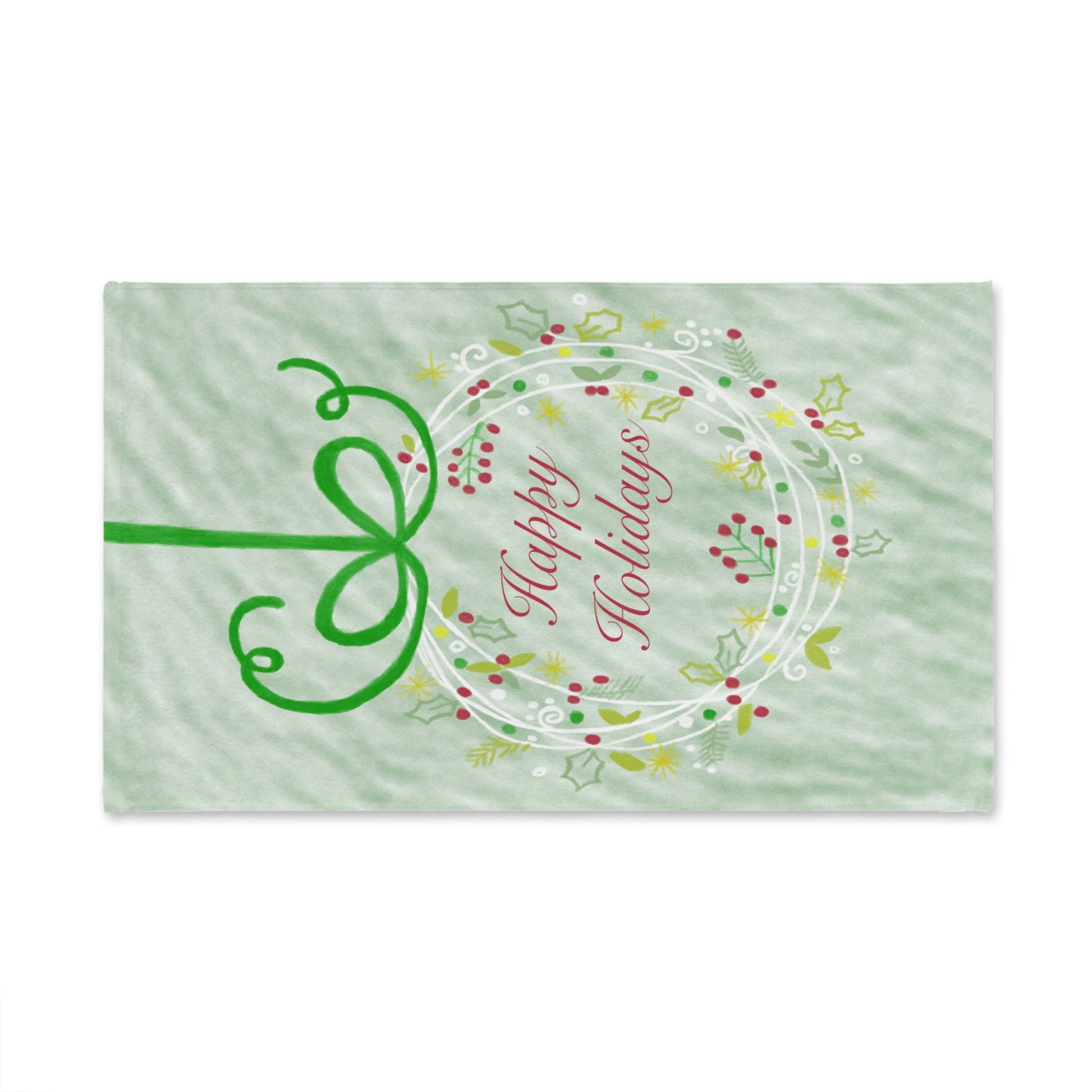 Happy Holidays Hand Towel (Poly/Cotton) - Blue Cava