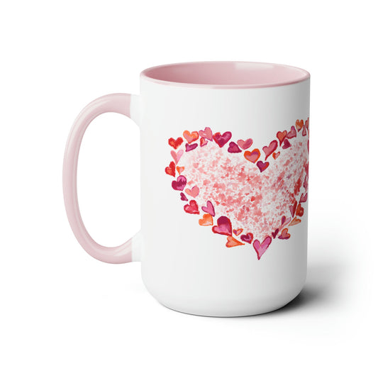Heart of Hearts Two-Tone Coffee Mugs, 15oz (Two colors) - Blue Cava
