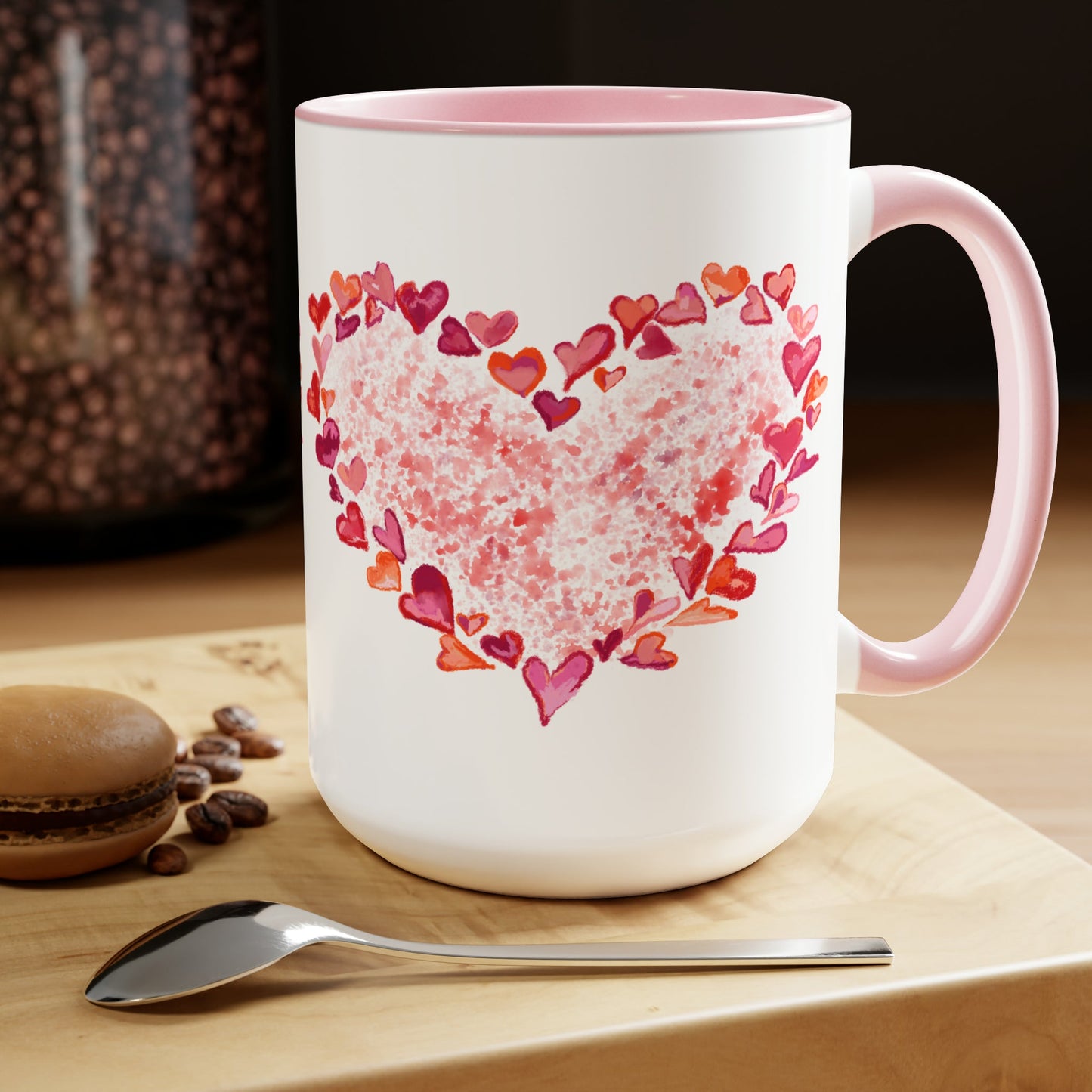 Heart of Hearts Two-Tone Coffee Mugs, 15oz (Two colors) - Blue Cava