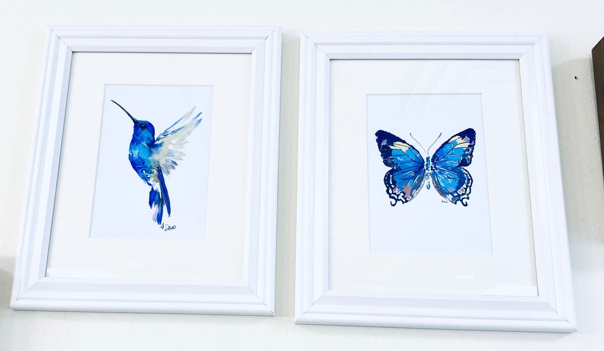 Hummingbird watercolor Wall Art - Blue Cava