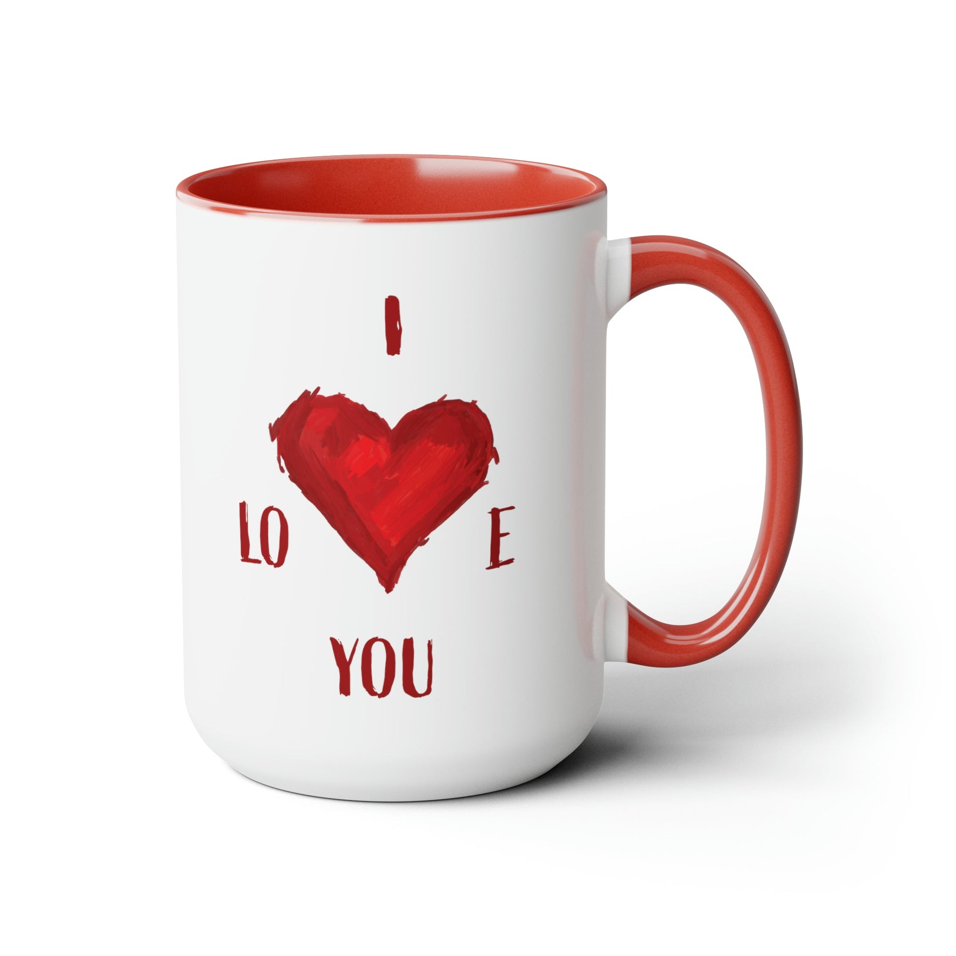 I Love You Two-Tone Coffee Mugs, 15oz - Blue Cava