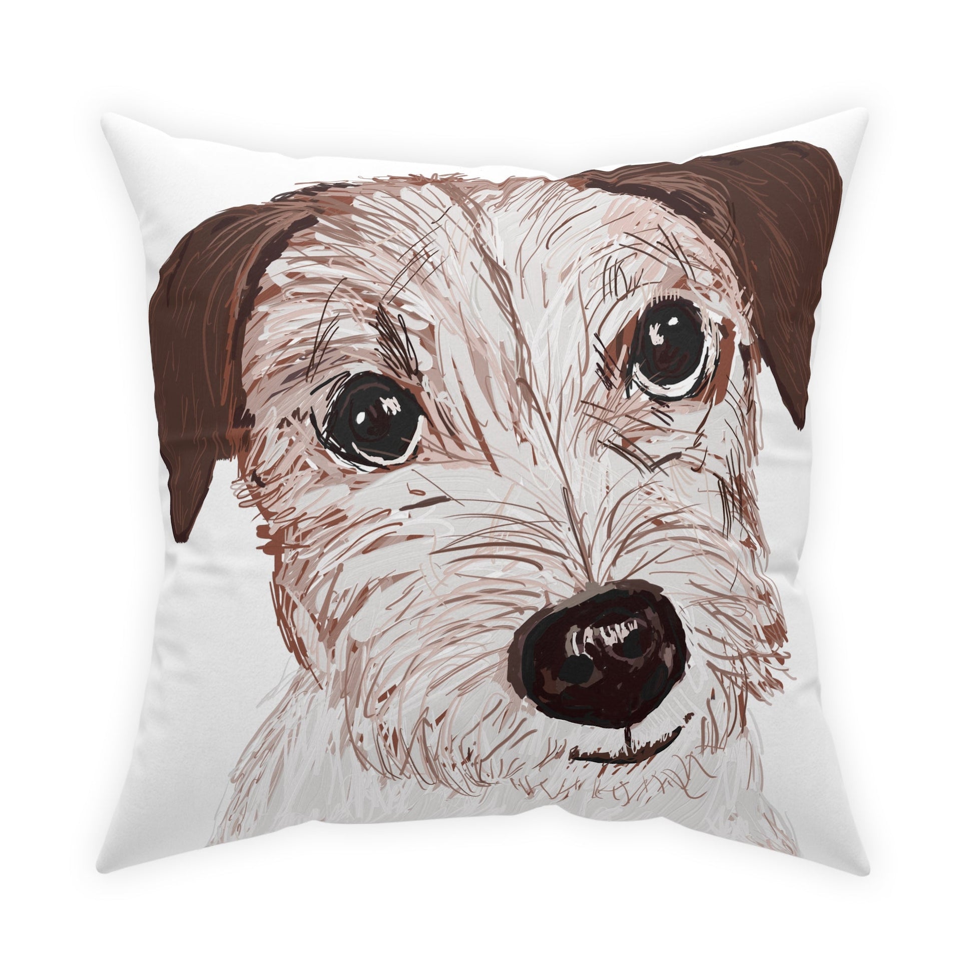 Jack Russell Broadcloth Pillow - Blue Cava