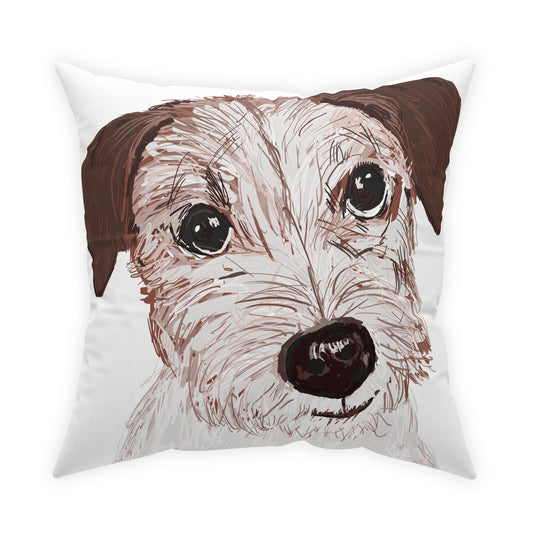 Jack Russell Broadcloth Pillow - Blue Cava