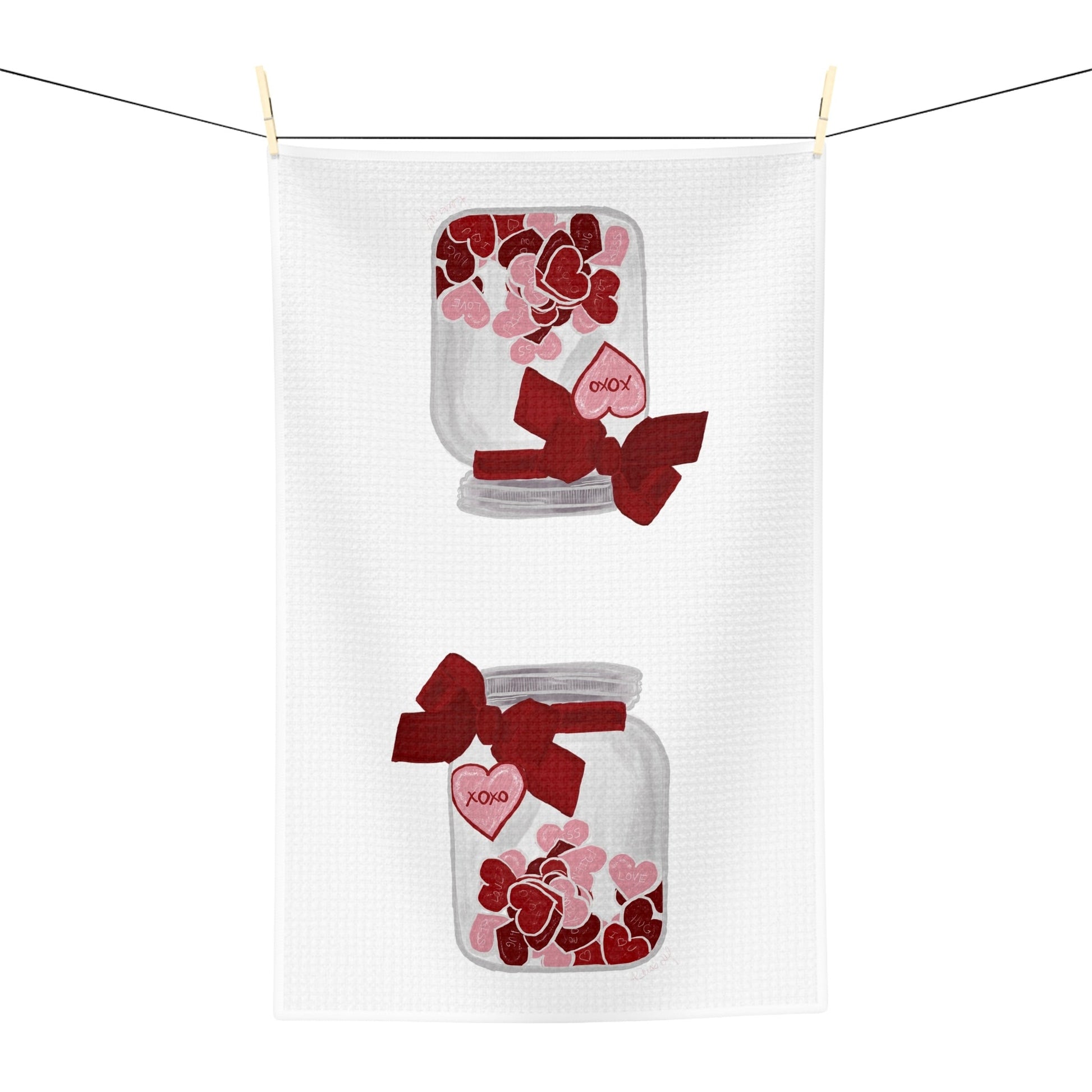 Jar of Hearts Microfiber Tea Towel - Blue Cava